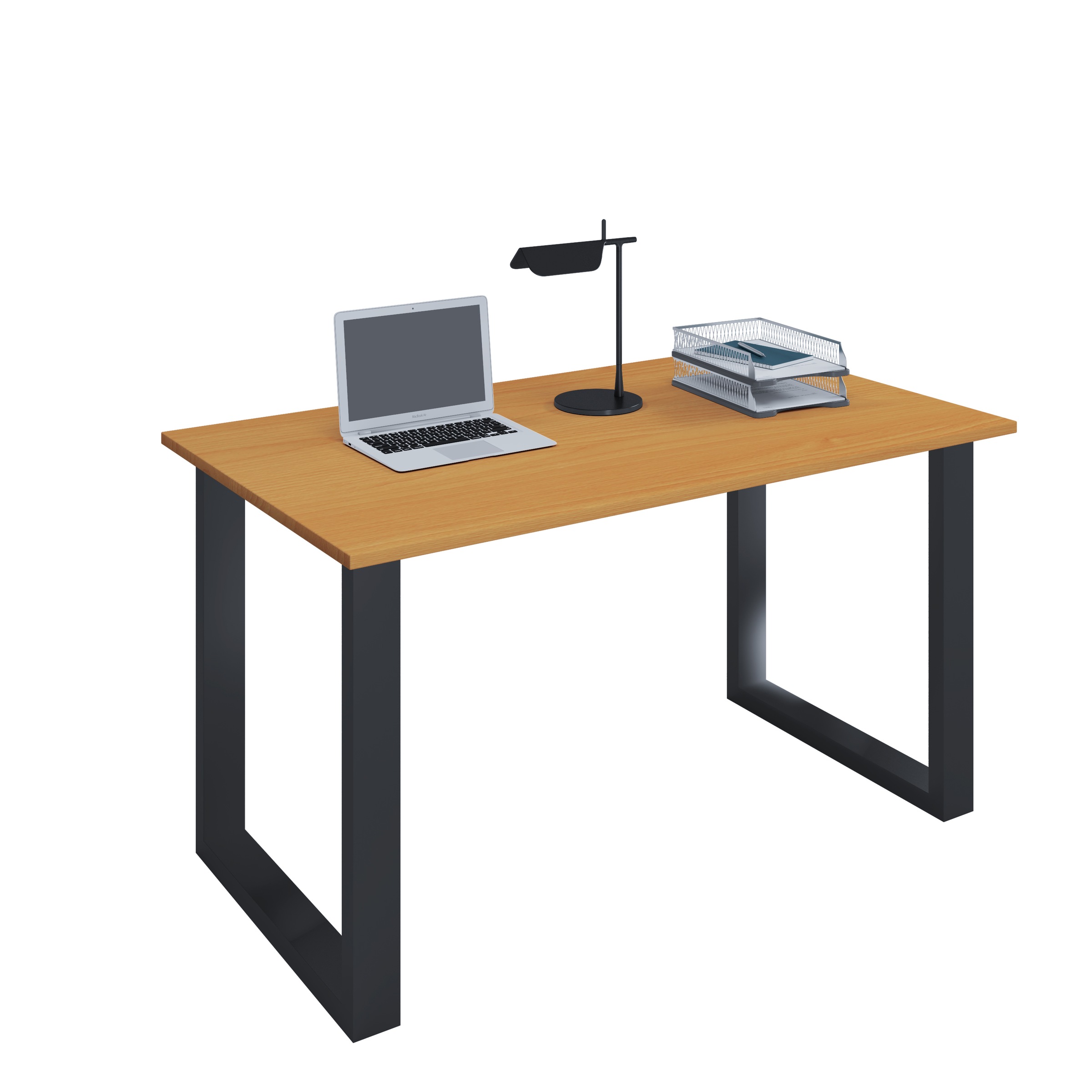 Schreibtisch VCM "Schreibtisch Bürotisch Computertisch 110x80 Lona U", schwarz, buche, B:110cm T:80cm, Tische, Schreibtisch