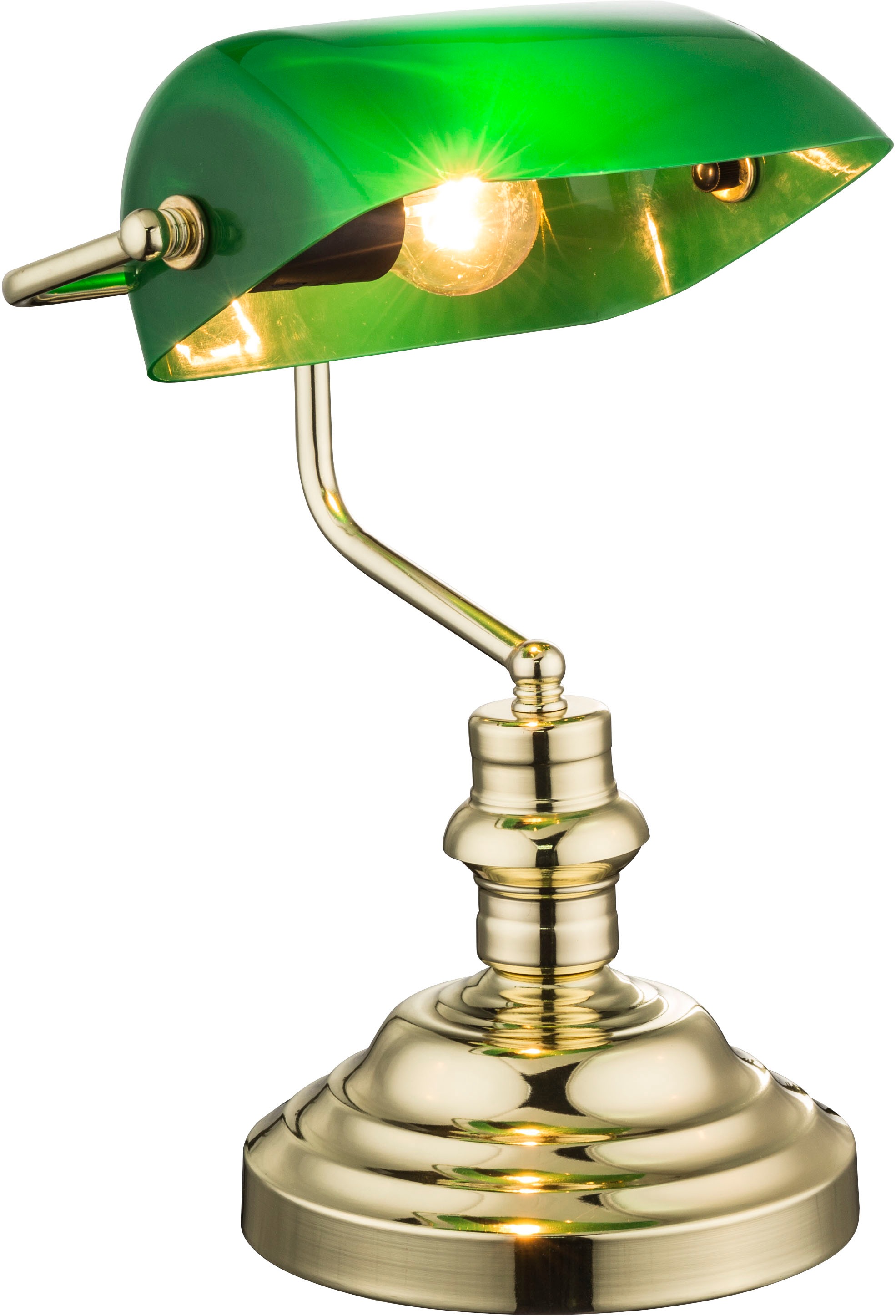 GLOBO LIGHTING Schreibtischlampe »ANTIQUE«, 1 flammig, Leuchtmittel E27 | ohne Leuchtmittel, Klassische Schreibtischleuchte, Antik-look Tischleuchte, Bankerlamp