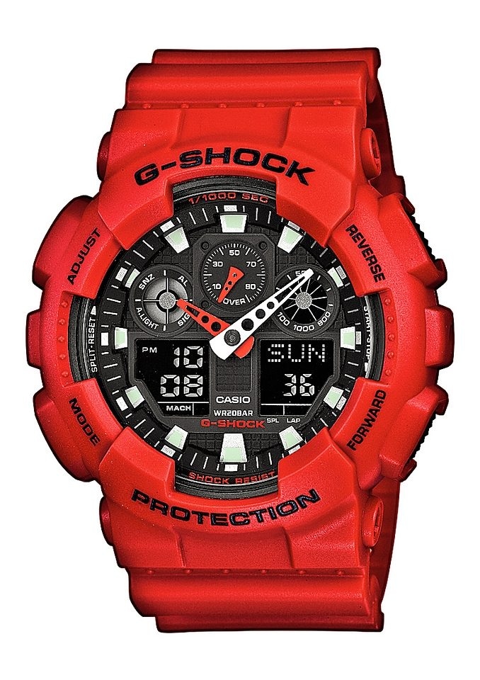 CASIO G-SHOCK Chronograph »GA-100B-4AER«, Quarzuhr, Armbanduhr, Herrenuhr, digital, bis 20 bar wasserdicht