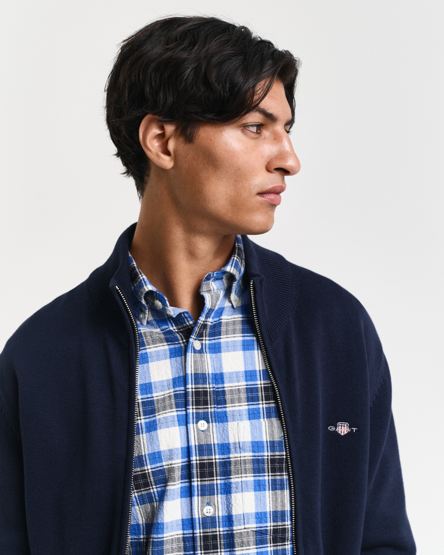 Thumbnail - Gant Cardigan "CASUAL COTTON ZIP CARDIGAN", Mit Rippbündchen an Stehkragen, Ärmeln und Saum