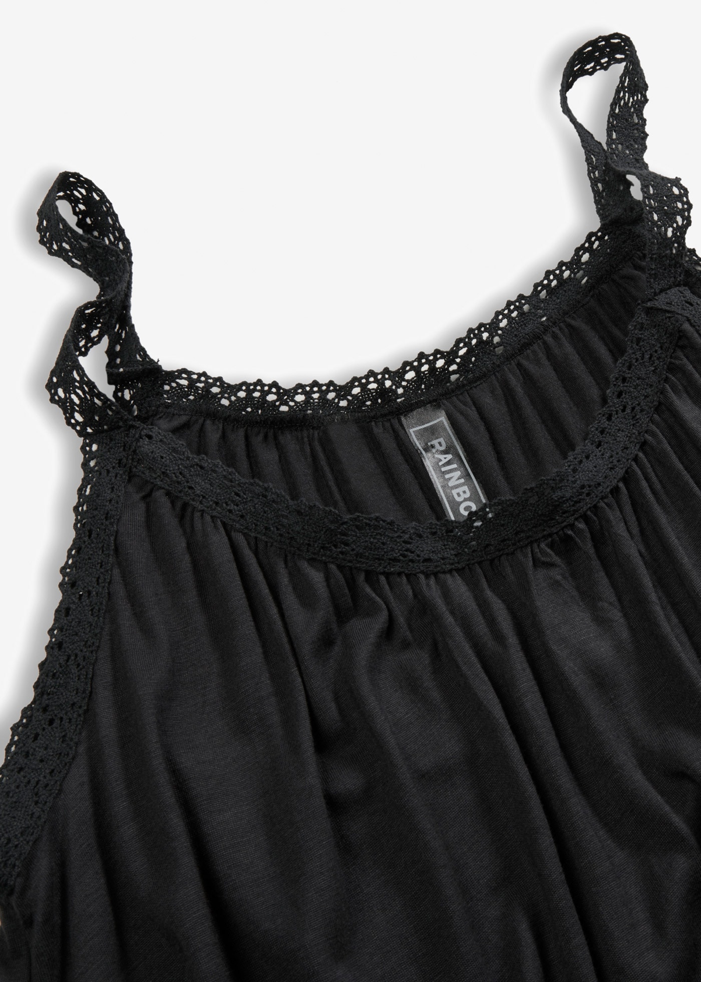 bonprix Shirttop bequeme Passform, ärmellos, aus Viskose, mit Baumwollspitze