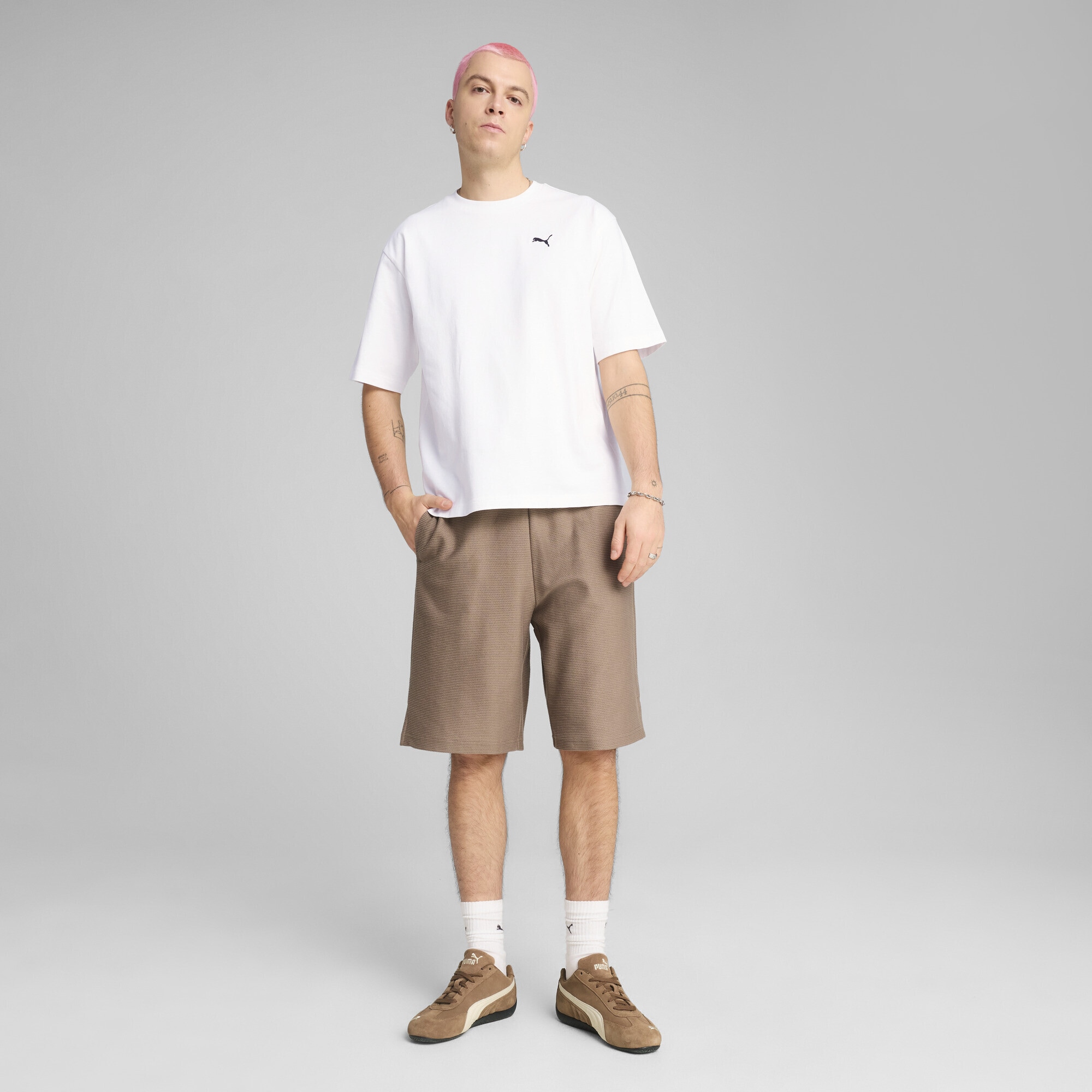 PUMA Sporthose »PREMIUM ESS Jacquard 11" Relaxed Lange Shorts Erwachsene«