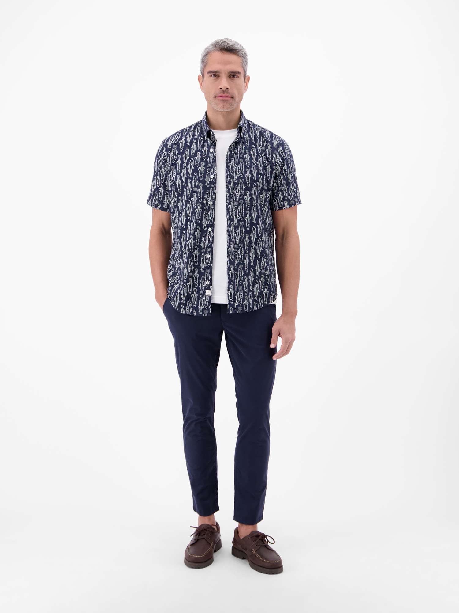 LERROS Kurzarmhemd »Kurzarmhemd mit marinem All-over-Print«