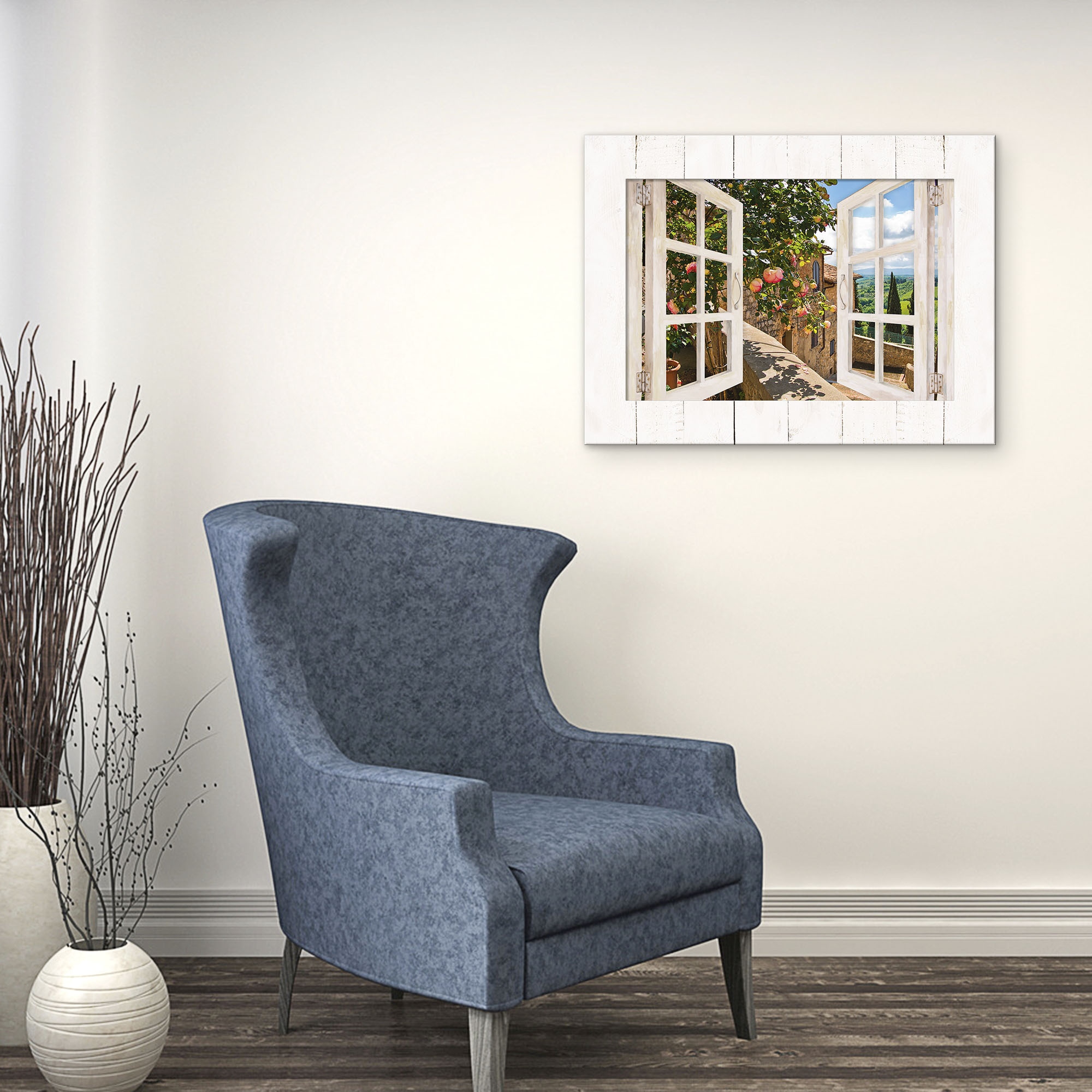 Artland Wandbild »Fensterblick Rosen auf Balkon Toskana«, Garten, (1 St.)