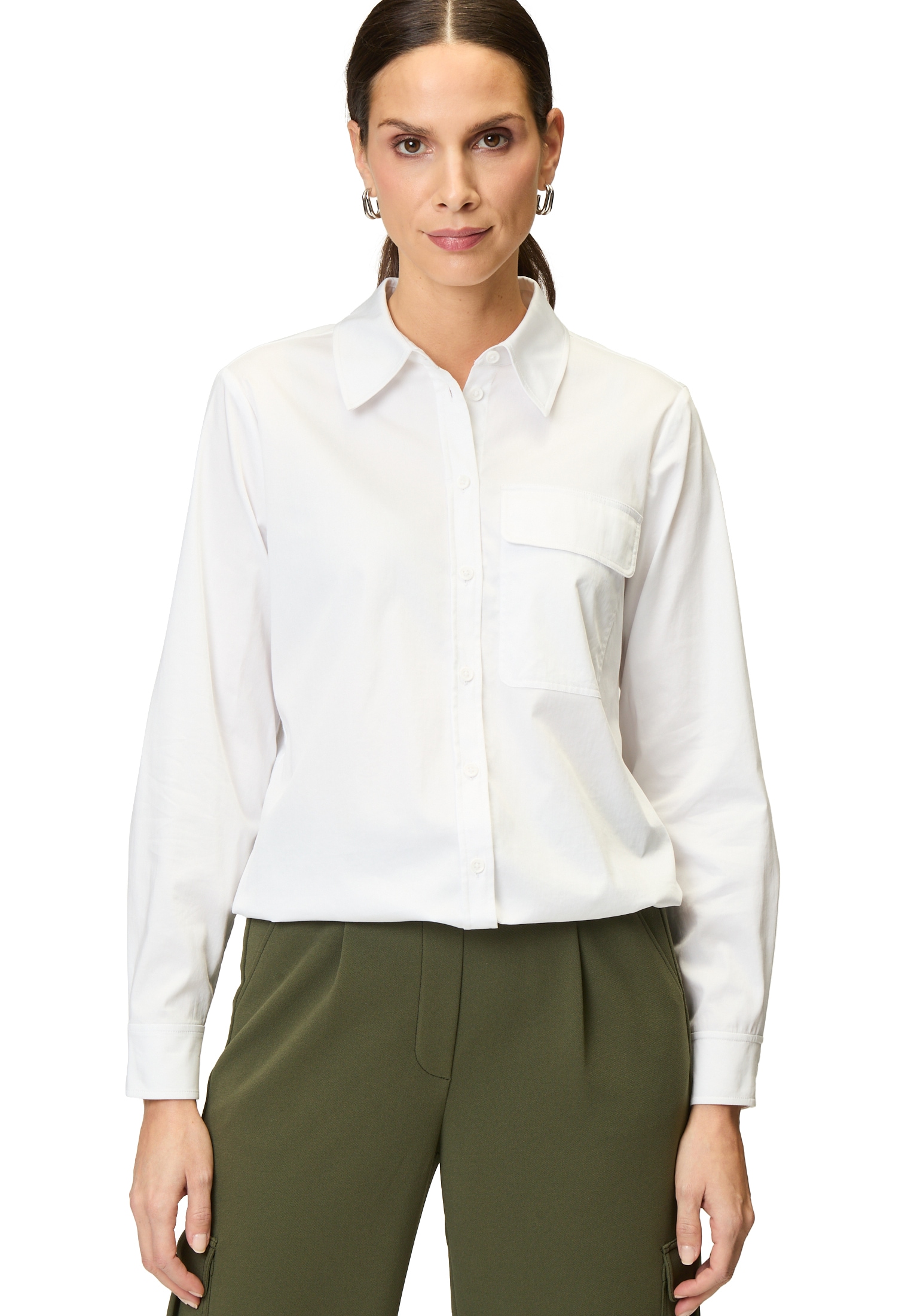Zero Klassische Bluse "zero Damen Bluse mit Tunnelzug Pattentasche" günstig online kaufen