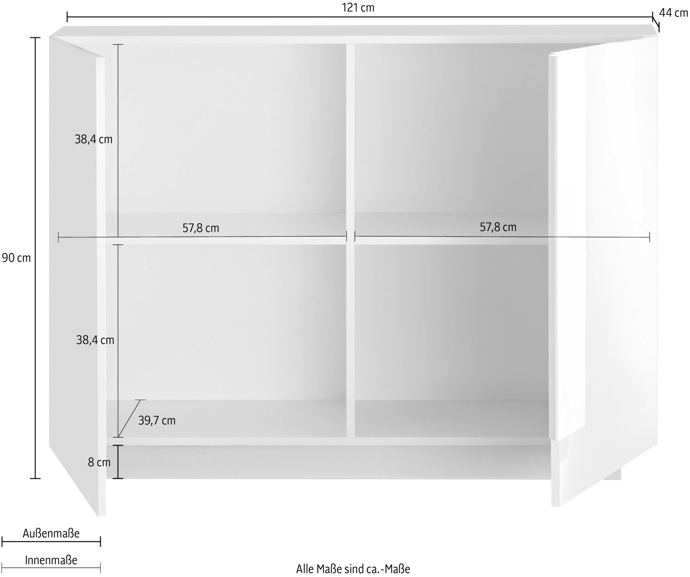 INOSIGN Sideboard »Jupiter«, Breite 121 cm mit 2 Türen