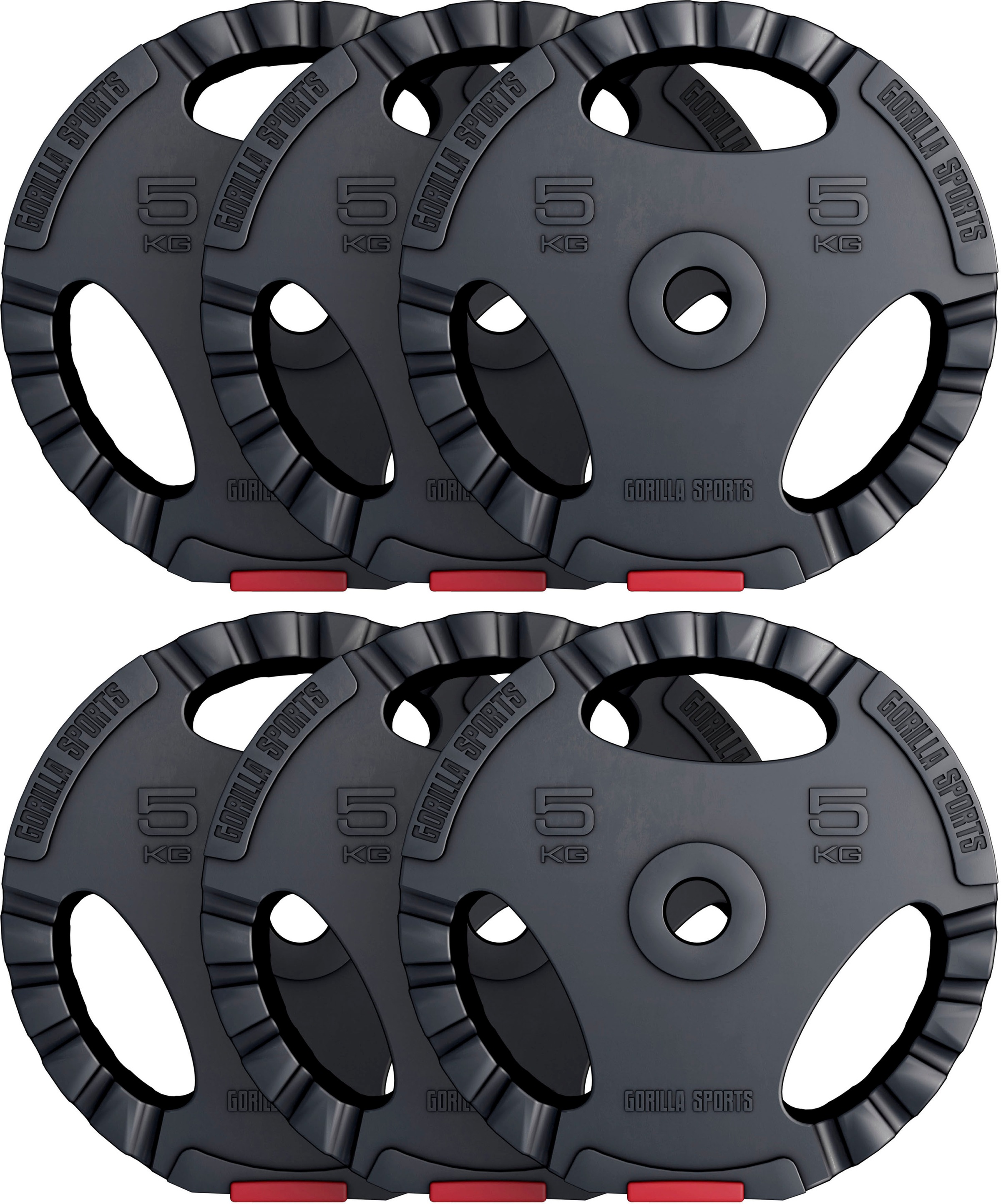  Disques de poids en plastique avec poignÃ©es - Lot de 30 KG (6 x 5 KG)