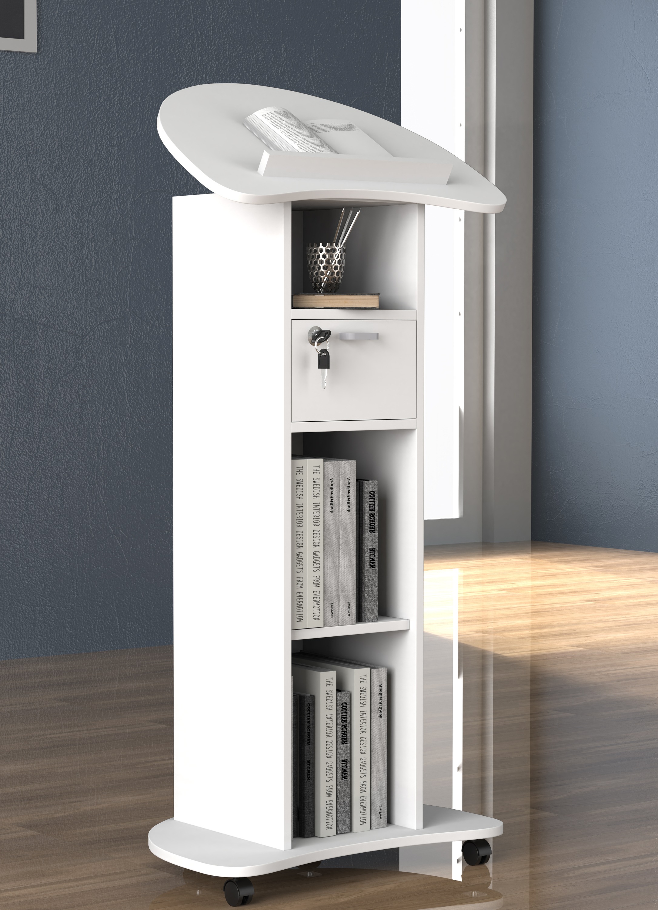 Thumbnail - VCM Stehpult "Holz Stehpult Rednerpult Stehtisch Rollen Redola" 1 Stk. tlg.