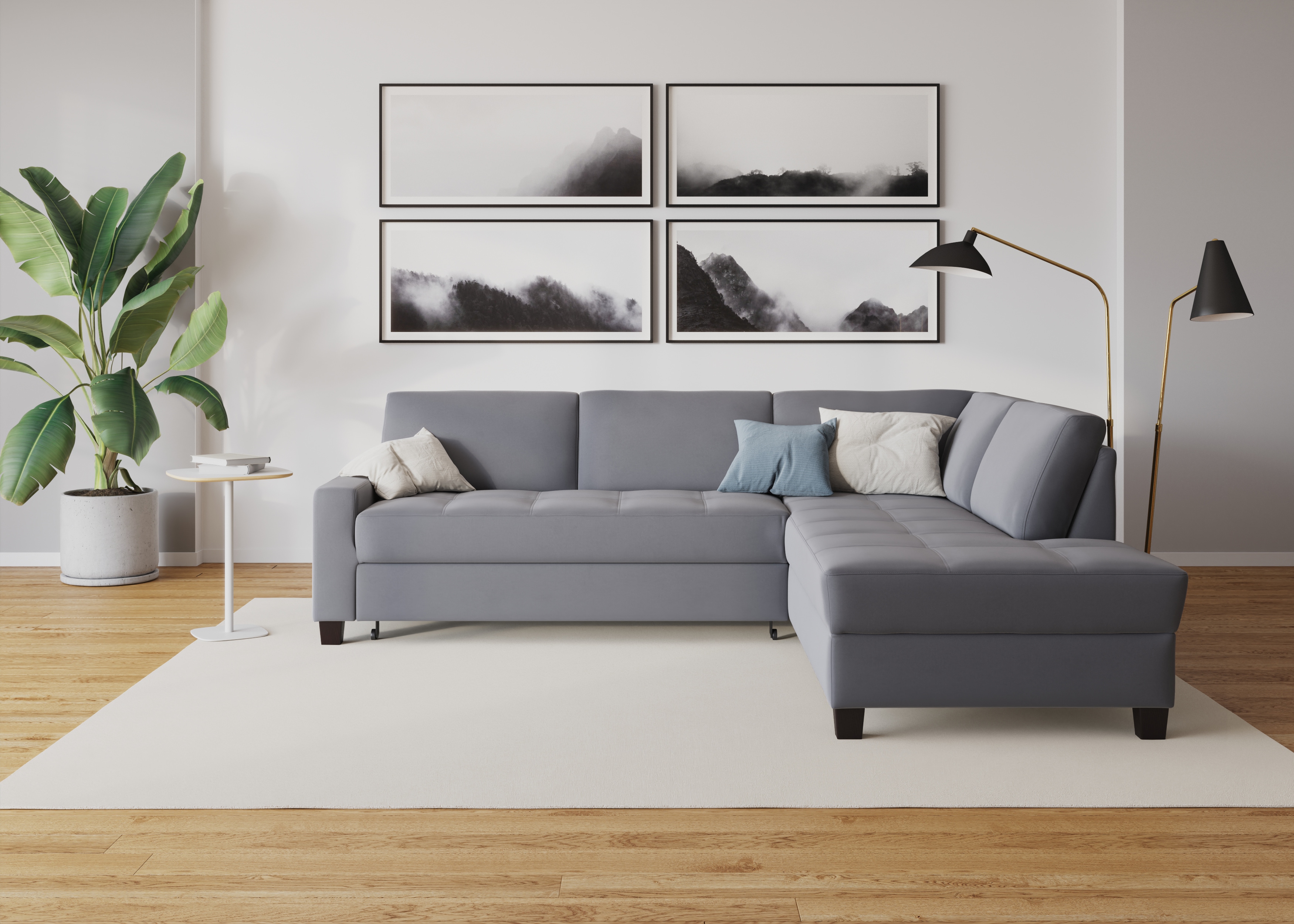 DOMO collection Ecksofa "Florentina zeitlos und elegant, Sitznähte als Designelement, L-Form" wahlweise mit Bettfunktion, mit Kontrastnaht, Komfortsitzhöhe 47cm