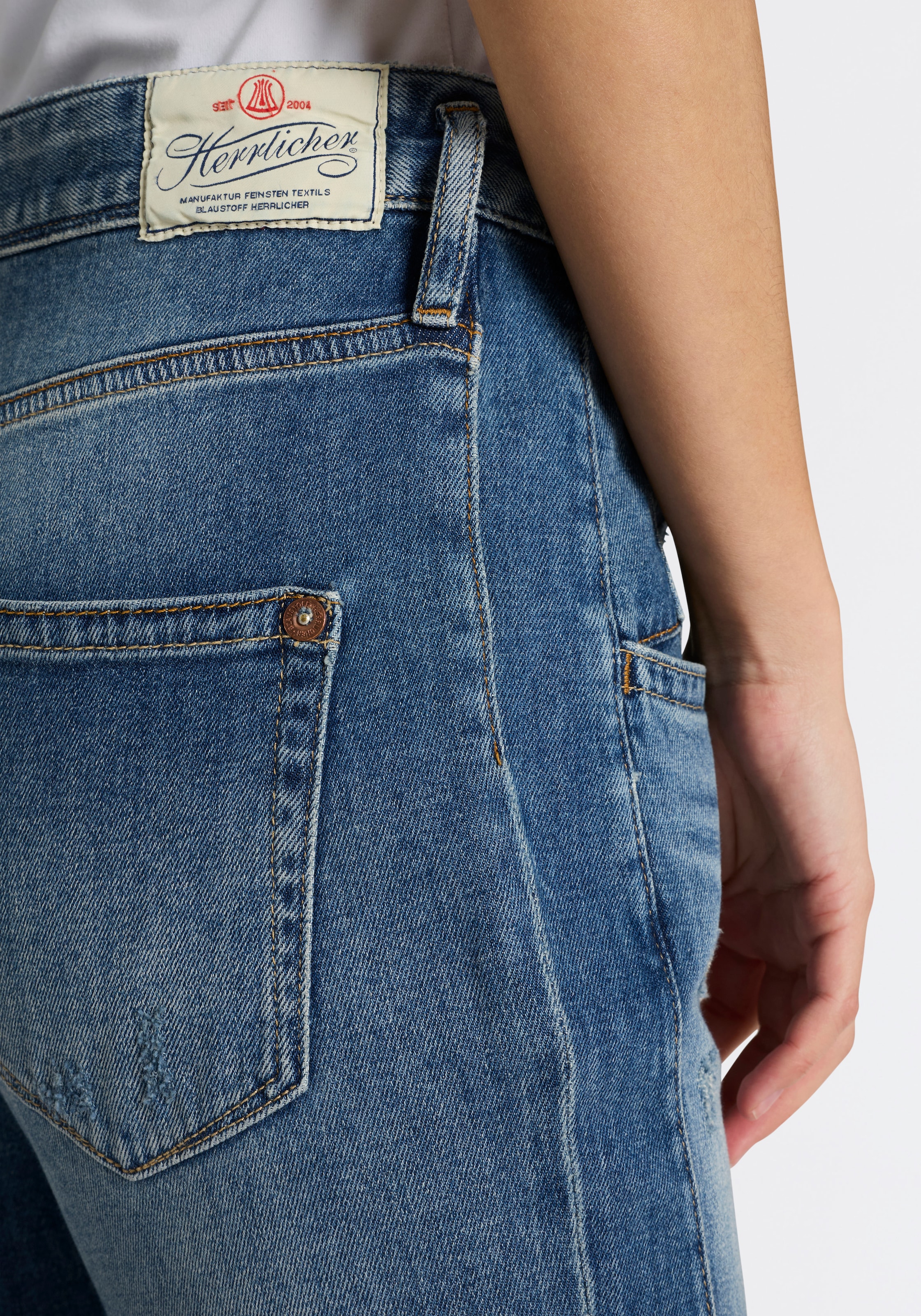 Herrlicher Boyfriend-Jeans »Shyra Cropped Denim Stretch« Shyra,  mit Abnähern, Umschlagsaum