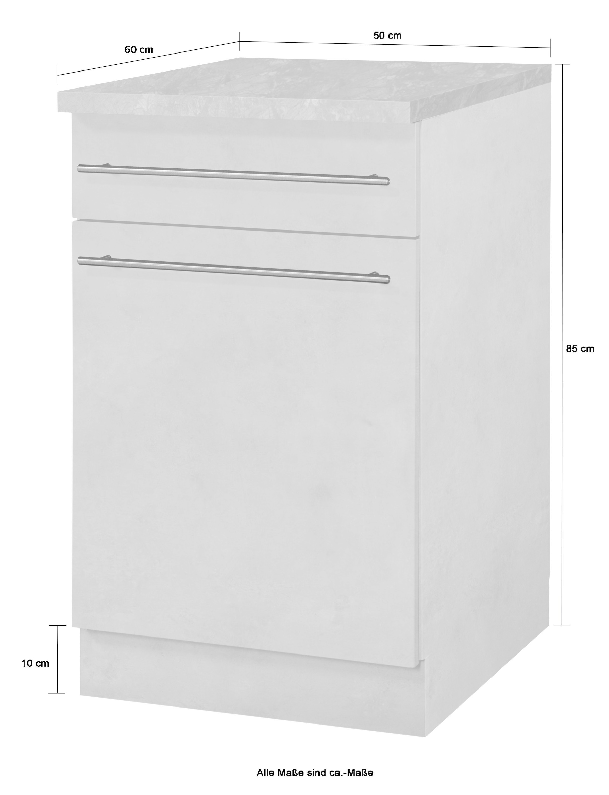 wiho Küchen Unterschrank »Chicago«, 50 cm breit, 1 Schubkasten und 1 Tür
