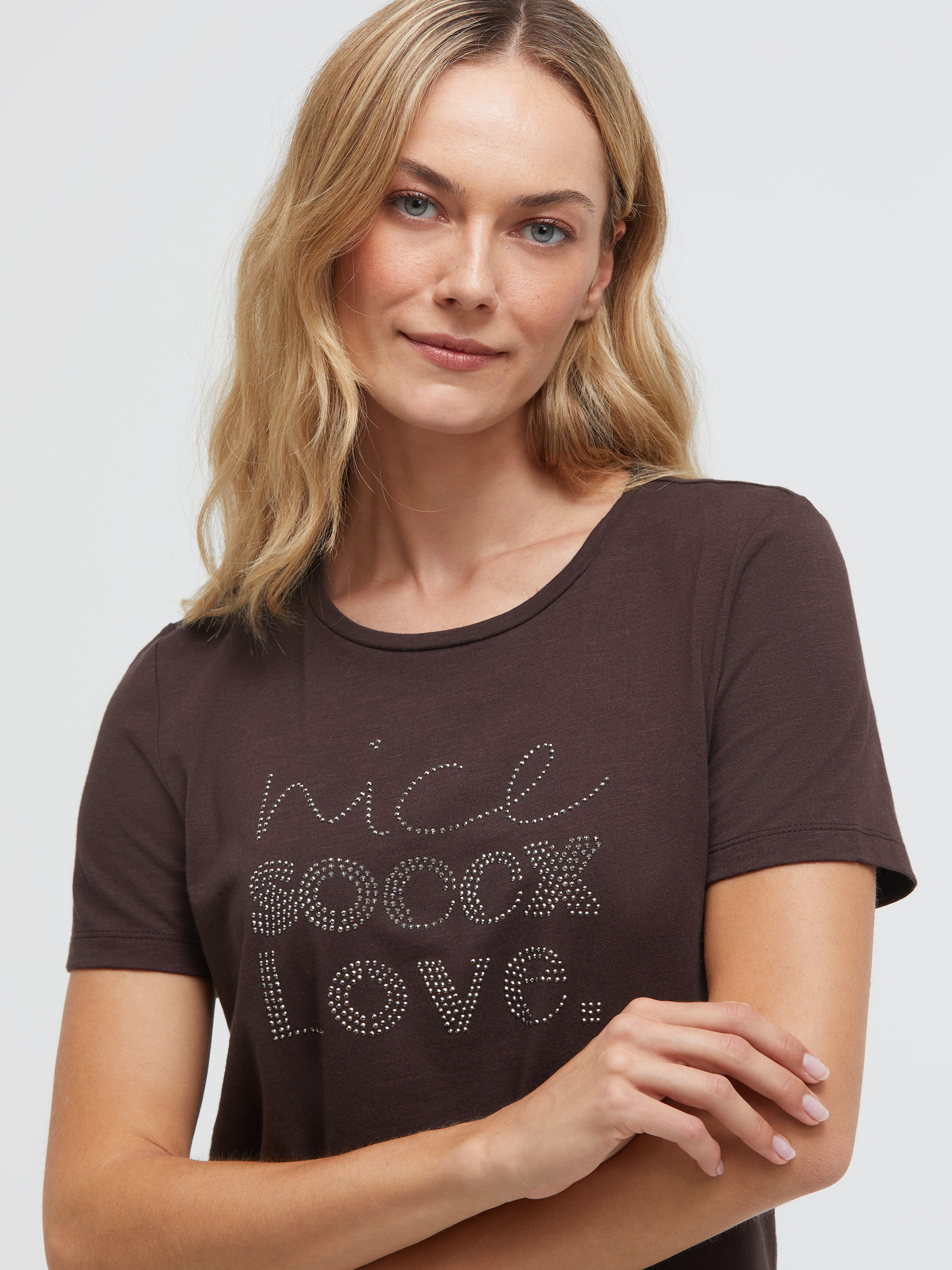 SOCCX Rundhalsshirt mit Glitzersteinchen