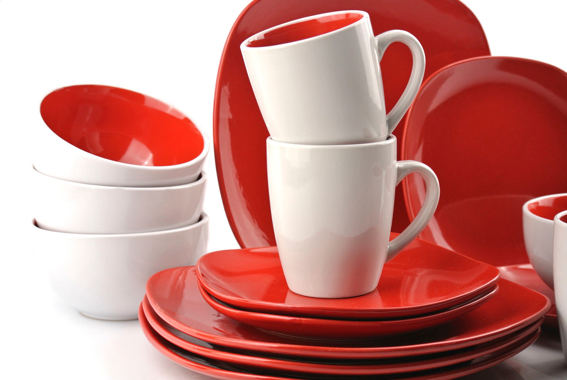 Retsch Arzberg "Geschirr-Set, Service NOVA SQUARE" Bicolor-Look, 16 Teile, günstig online kaufen