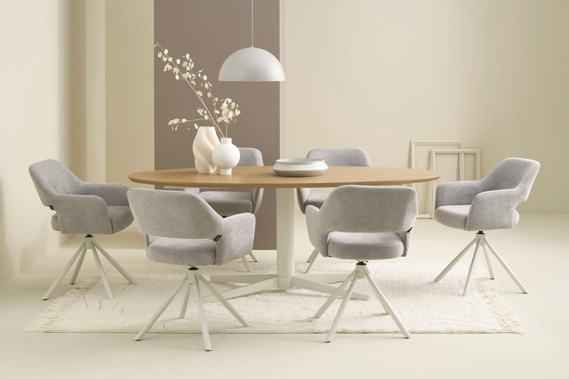 SCHÖNER WOHNEN-Kollektion Esszimmerstuhl »STAVANGER, 360° drehbar mit Rückholfunktion« (Set) 2 Stk.mit Taschenfederkern, Bezug Webstoff, Untergestell pulverbeschichtet