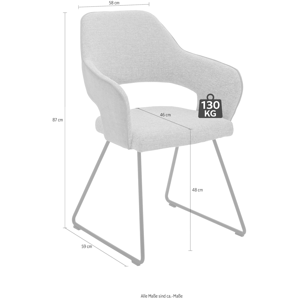 MCA furniture Stuhl »NEWCASTEL«, 2er-Set, Stuhl belastbar bis 130 Kg