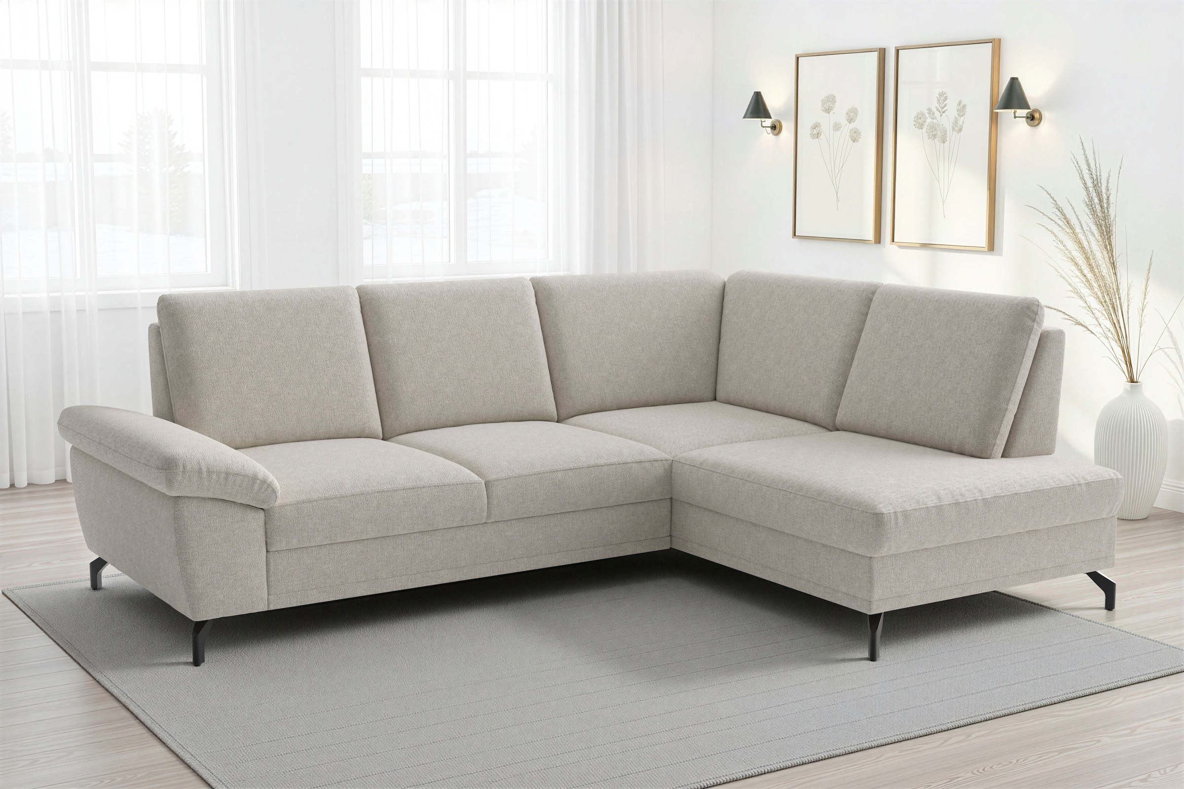 sit&more Ecksofa "Chelsea L-Form, B: 249 cm, Armteil- & Sitztiefenverstellung" Couch optional mit Schlaffunktion und Bettkasten, Sitzhöhe 45 cm