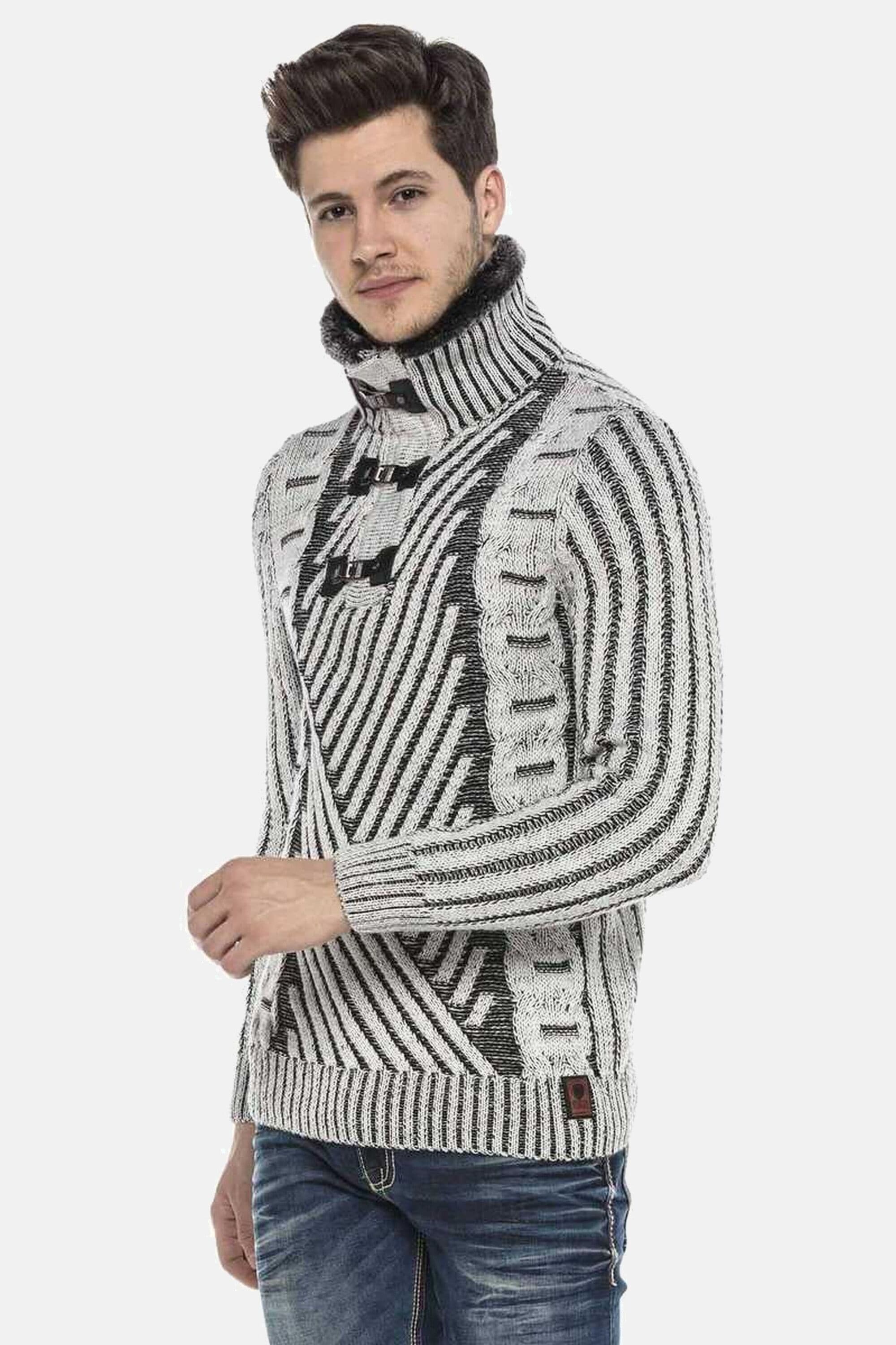 Cipo & Baxx Strickpullover "Pullover", (1 tlg.), mit Schnallenkragen, CP212 günstig online kaufen