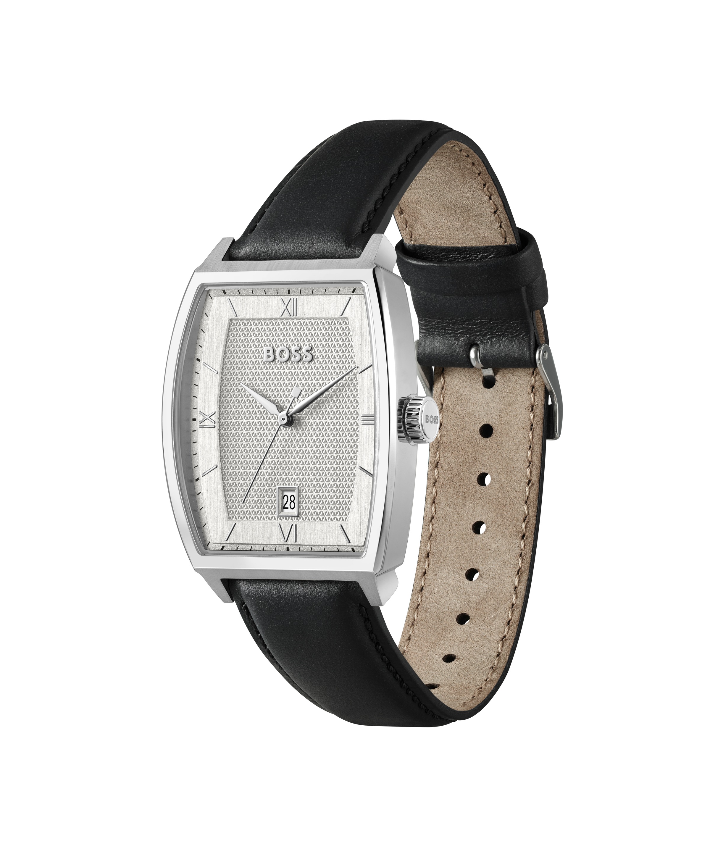 BOSS Quarzuhr »PRINCIPLE« Armbanduhr, Herrenuhr, Lederarmband, analog, Tag
