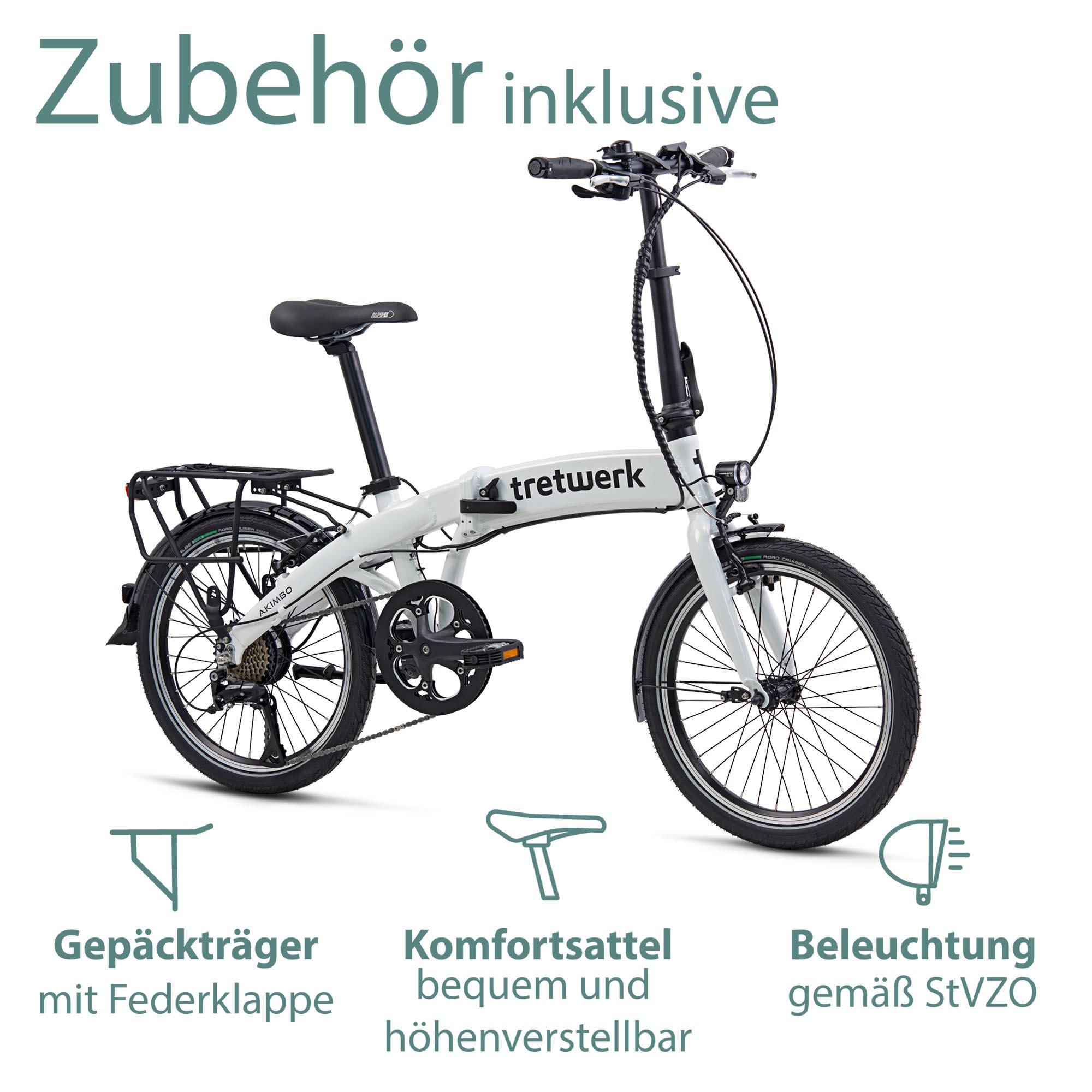 Tretwerk E-Bike »Akimbo«, 8 Gang, Shimano, Acera M3020 SGS, Heckmotor 250 W, Pedelec, Elektrofahrrad für Damen u. Herren