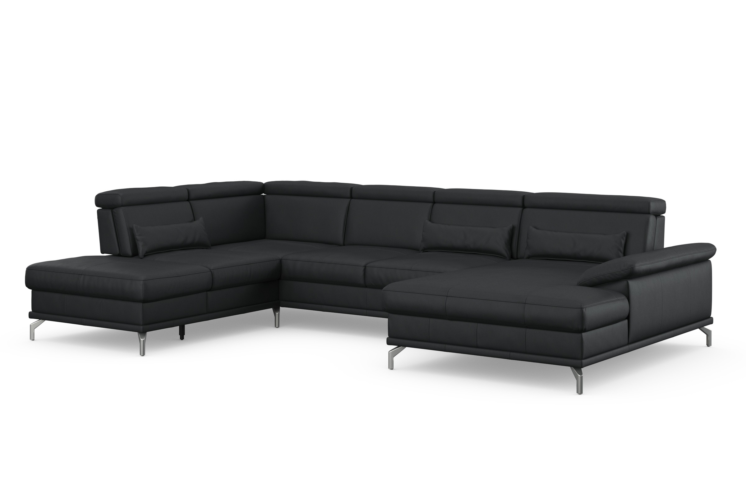 Thumbnail - sit&more Wohnlandschaft "Cabrio U-Form, mit Sitztiefenverstellung, Arm- und Kopfteilverstellung", 3 Nierenkissen, Federk...