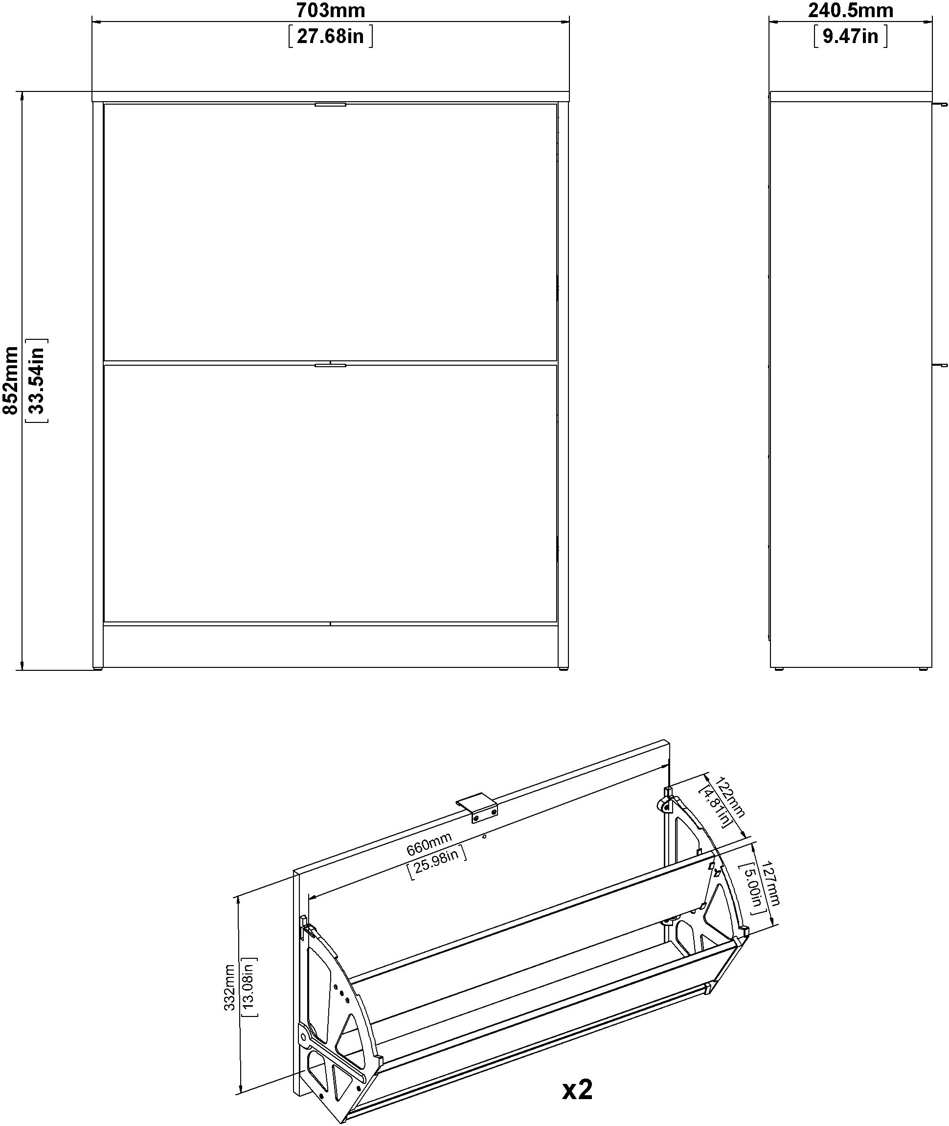 INOSIGN Schuhschrank »Shoes Schuhaufbewahrung, Schuhkommode, Schuhregal,«, mit zwei Klappen, 2 Böden, Höhe 85 cm, ca. 12 Paar Schuhe
