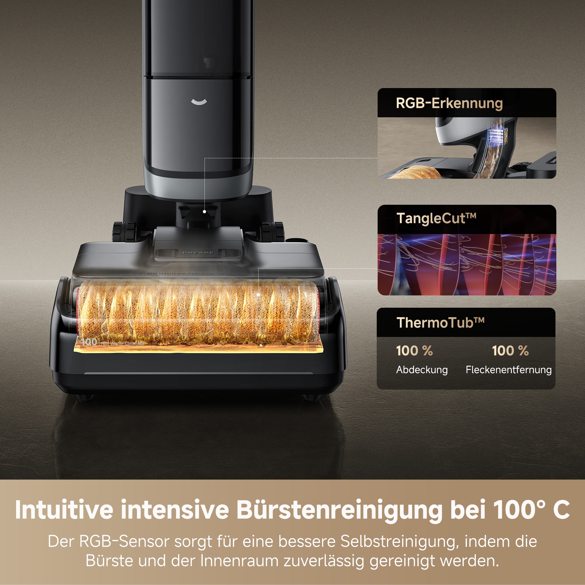 Dreame Nass-Trocken-Sauger »H15 Pro Heat«, 22.000Pa Saugkraft, KI-gesteuerter Hebearm, selbstreinigende Bürste