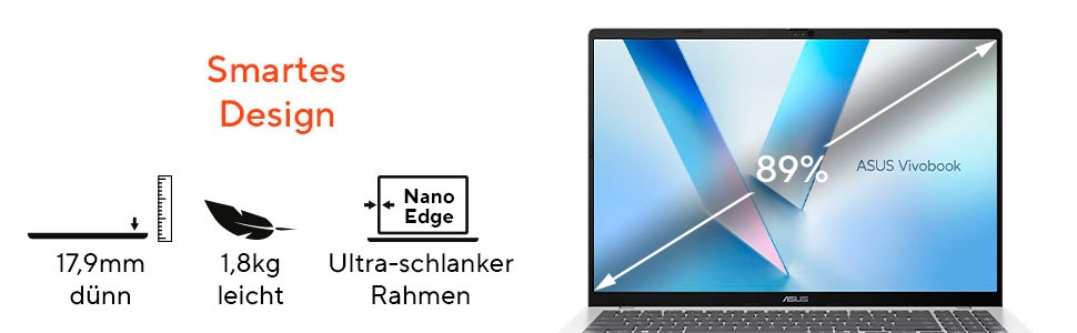 Asus Notebook »Vivobook 16 M1607KA-MB172W« 40,6 cm / 16 ″ AMD Ryzen™ AI 5 Radeon Graphics 1.000 GB SSD