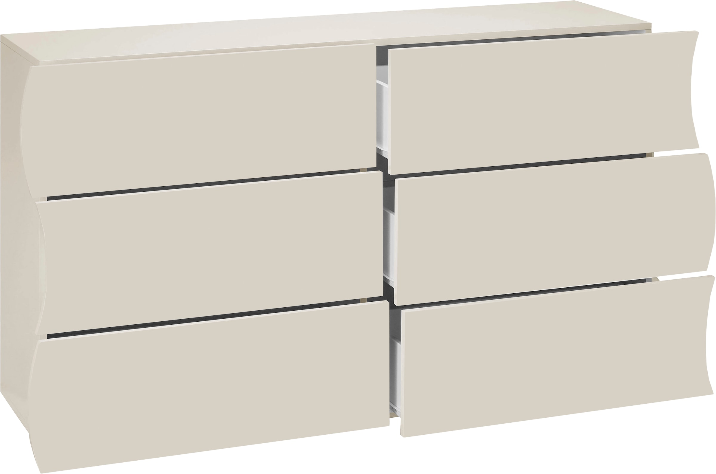 Home affaire Kommode »Onda« Onda, 154 cm breit, Kaschmir, mit 6 Schubladen, Made in Italy