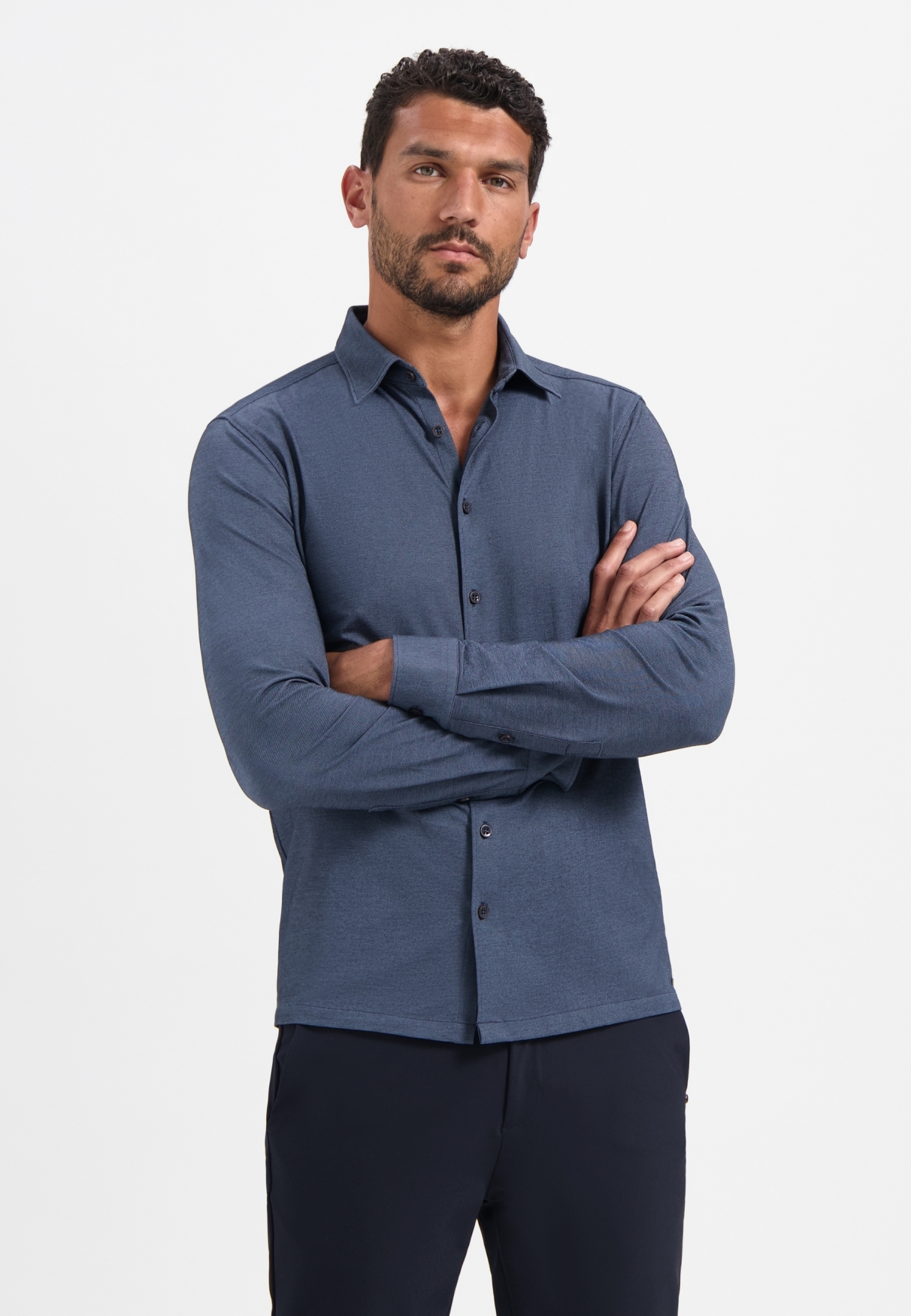 NO EXCESS Langarmhemd "No Excess Meliertes Jerseyhemd" günstig online kaufen