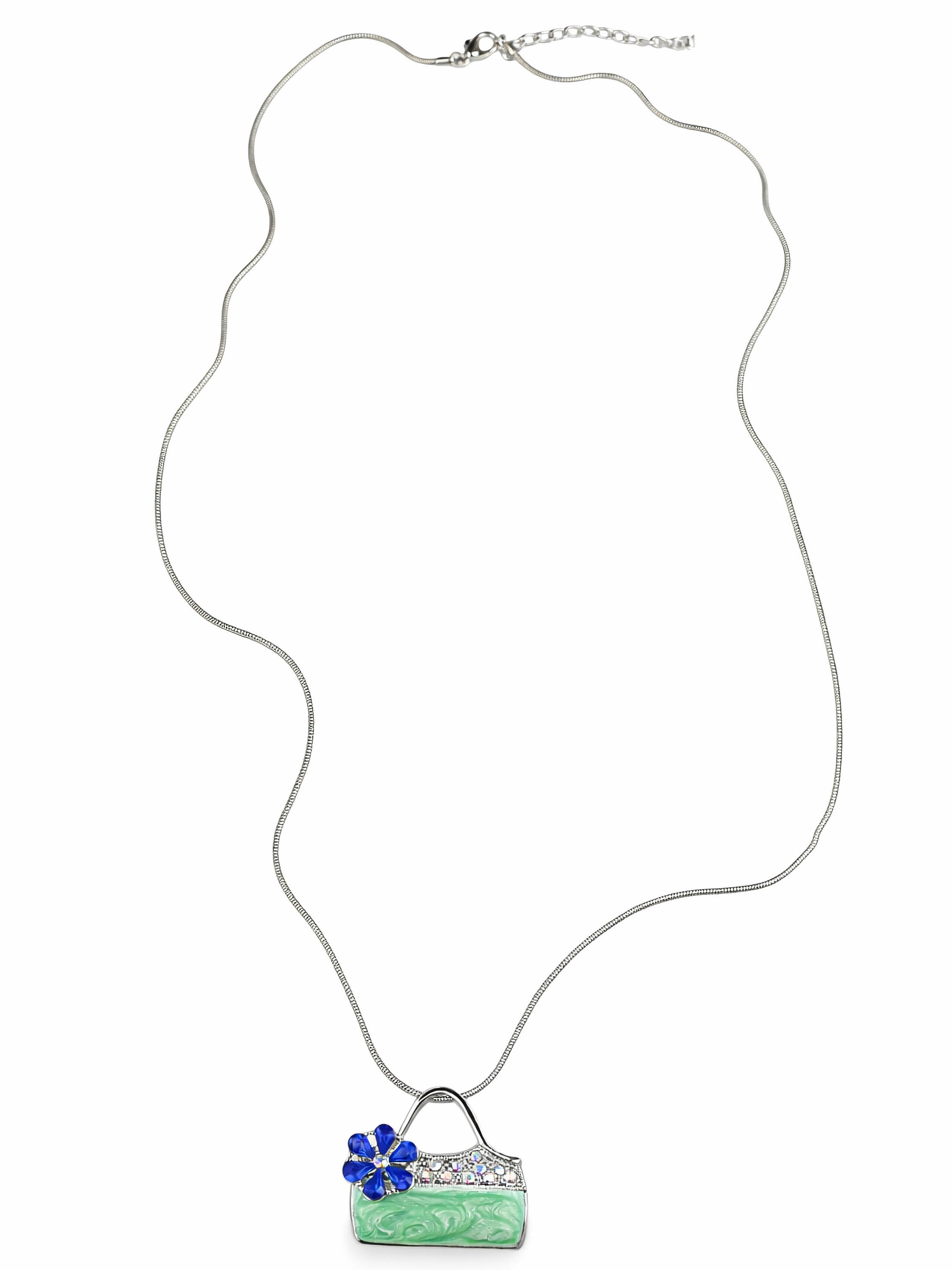 Lange Kette "Borsa", Damen, Gr. onesize, Metall, grün, COLLEZIONE ALESSANDRO, Basic, Halsketten, mit Anhänger in Handtaschenform