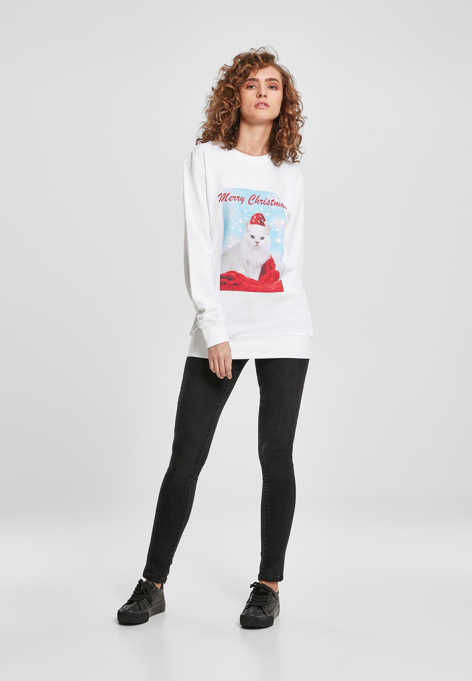 MisterTee Sweater »MisterTee Damen Ladies Merry Christmas Cat Crewneck«, (1 tlg.)