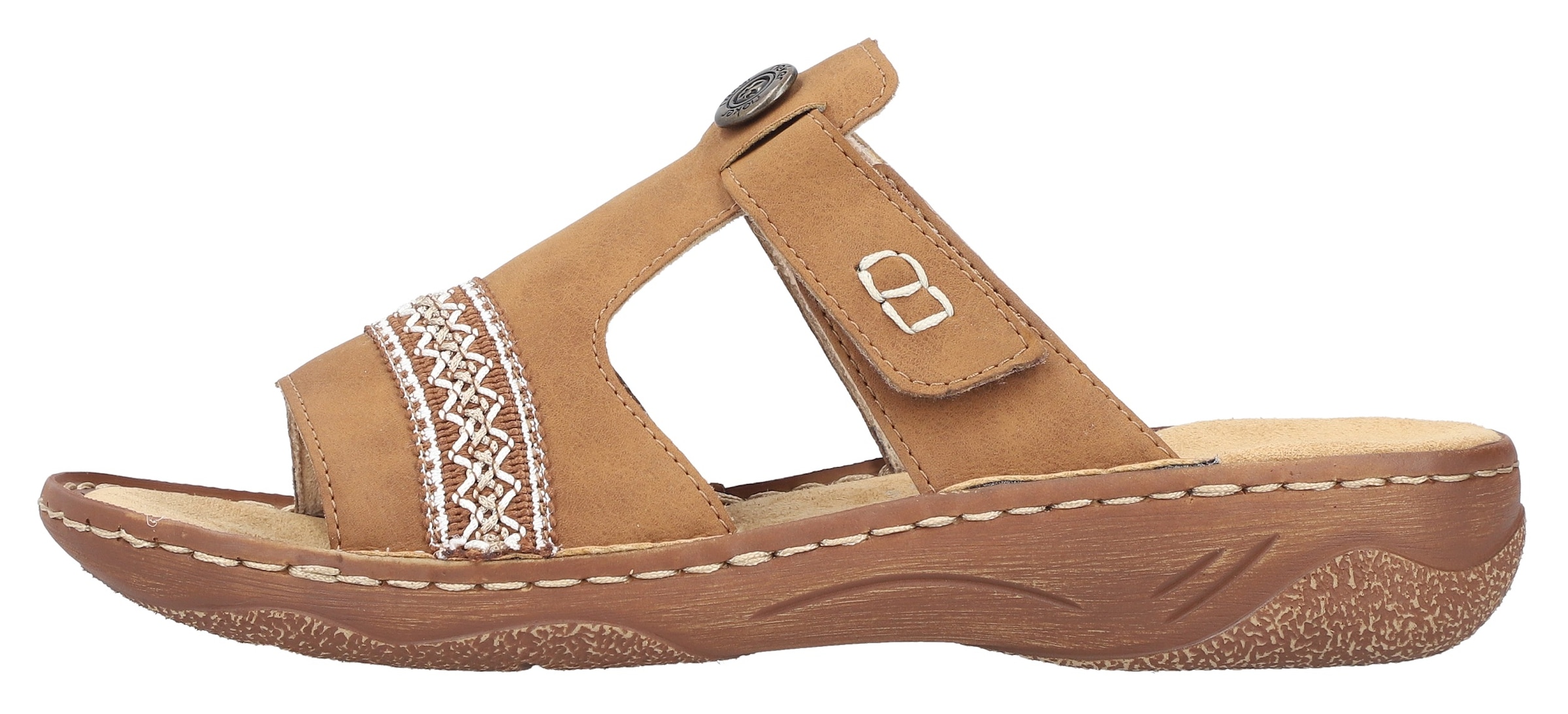 Rieker Pantolette, Sommerschuh, Schlappen, Hausschuh, Urlaubschuh mit Klettverschluss