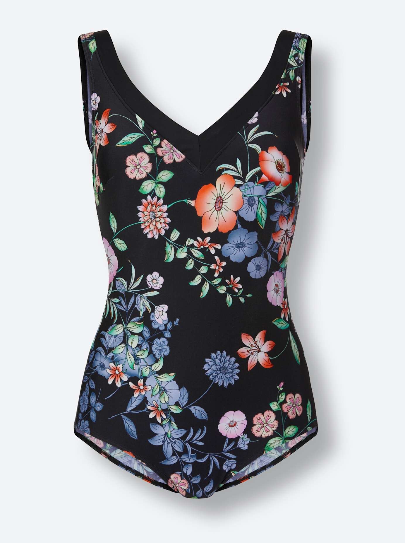 Badeanzug FEEL GOOD, Damen, Gr. 44, Cup B, schwarz (schwarz, bedruckt), Elasthan, Polyamid, Badeanzüge Badeanzug 3