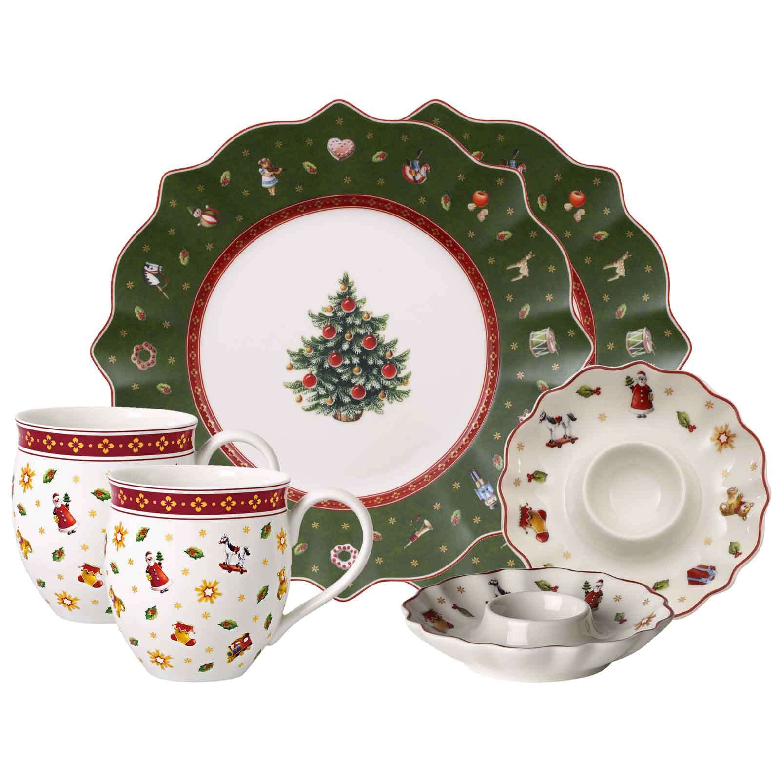 Villeroy & Boch Geschirr-Set "Frühstücks-Set Toys Delight 6er Set grün-weiß" Handwäsche wird empfohlen