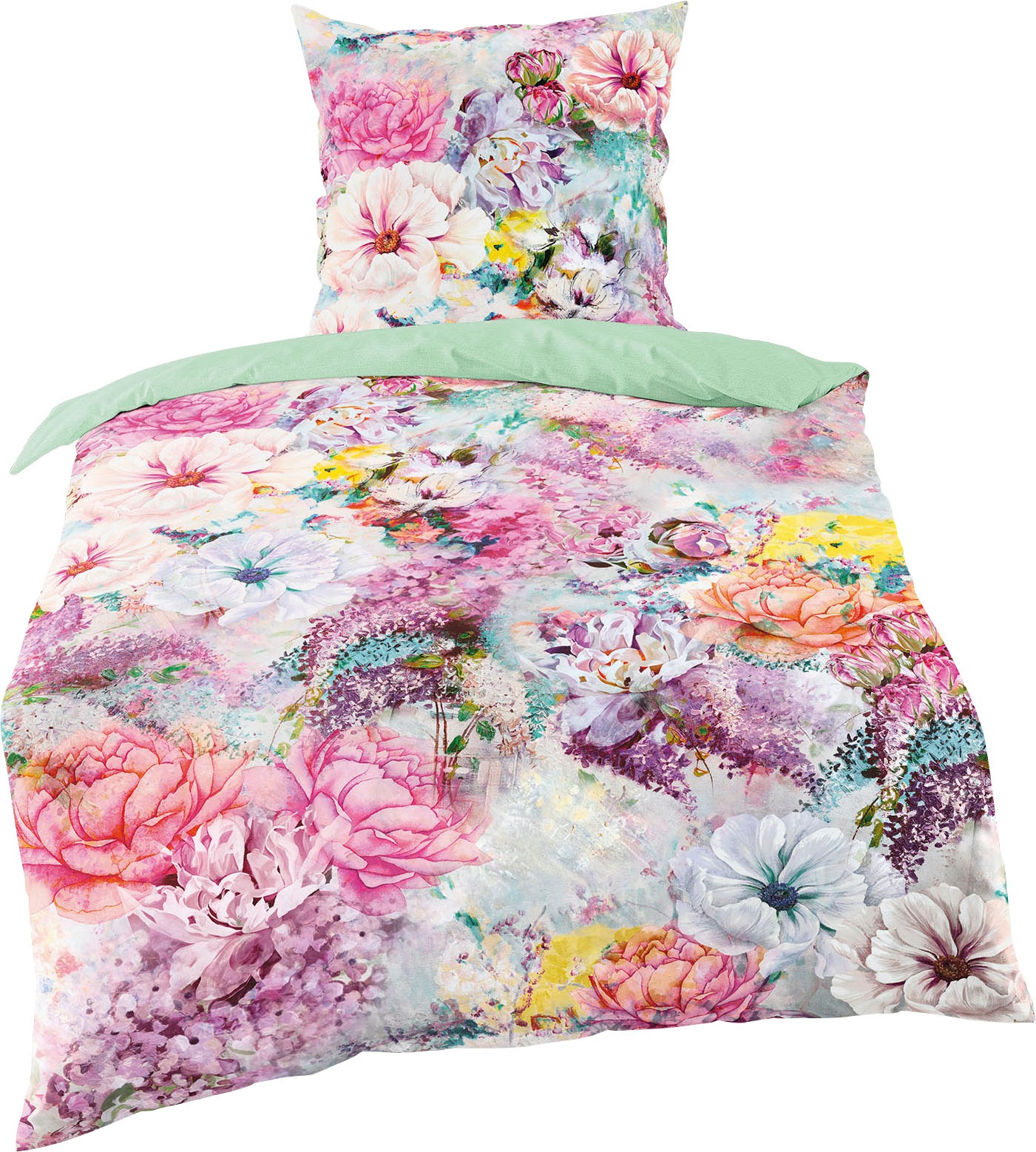 BIERBAUM Wendebettwäsche "Colorful Flowers" 2 Stk. tlg. mit floralem Digita günstig online kaufen