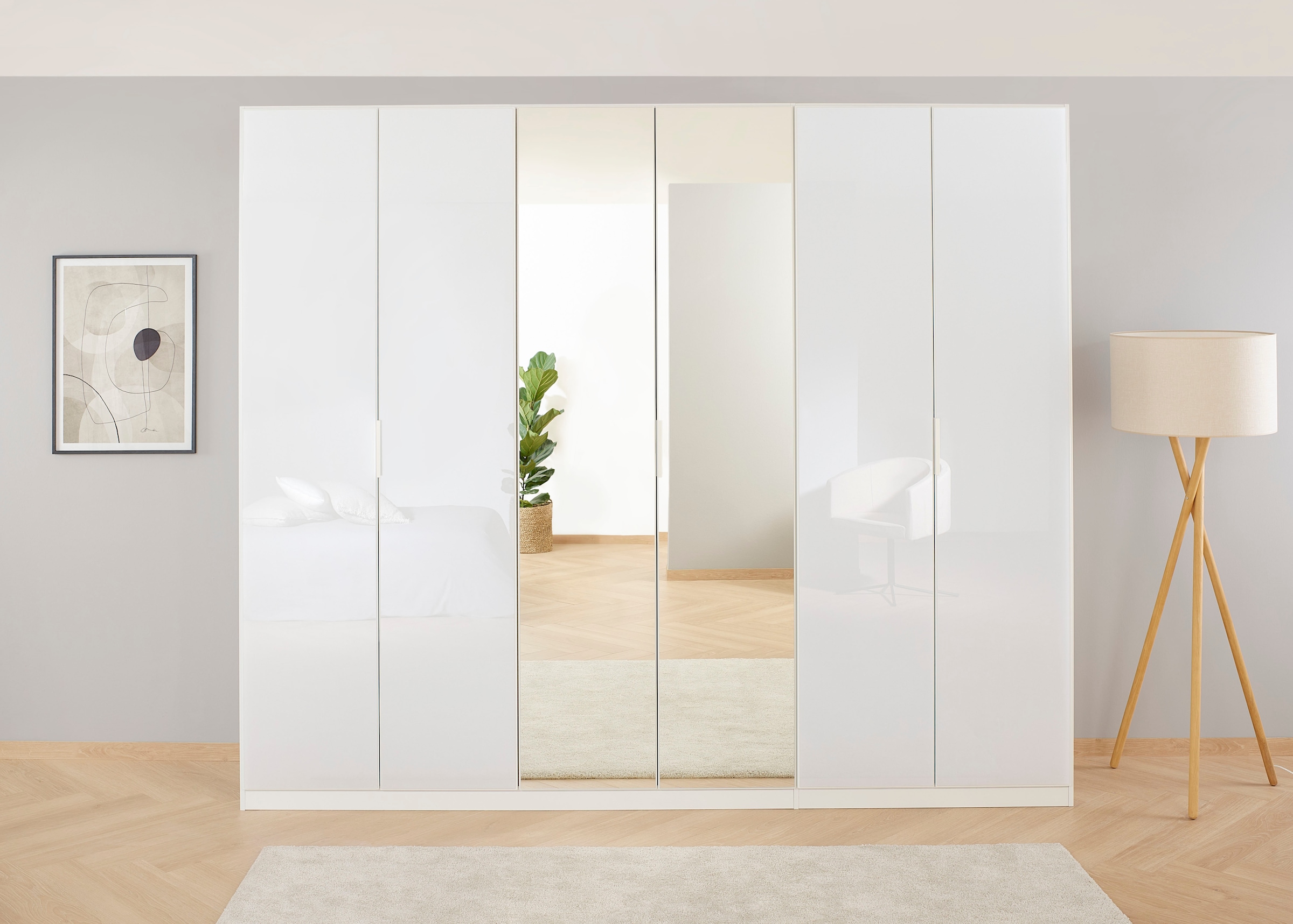 rauch Drehtürenschrank »Kleiderschrank Schrank Garderobe KOLUNA mit Glastüren und Spiegel«, inkl. 2 Innenschubladen sowie extra Einlegeböden MADE IN GERMANY