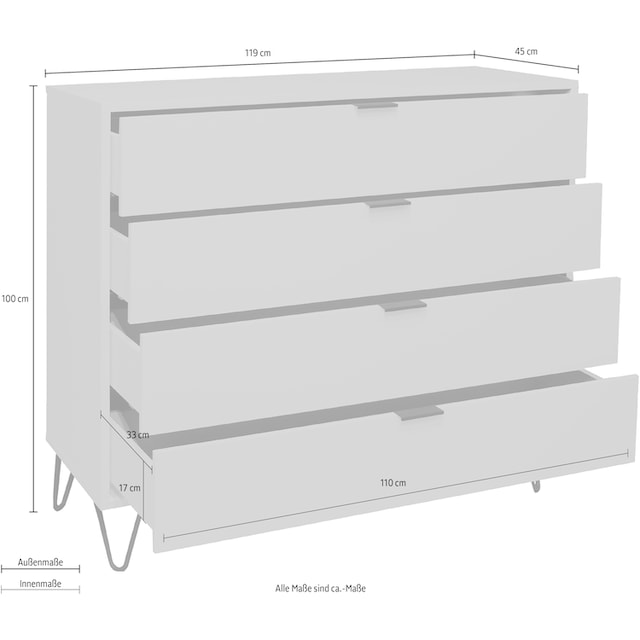 Mäusbacher Kommode »Bonnie«, Breite 119 cm mit Drahtgestell | BAUR