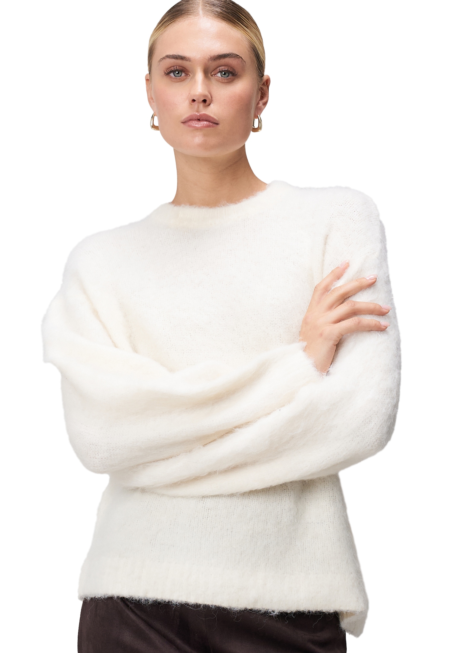 Zero Strickpullover "Damen Strickpullover mit Flaum" 1 Stk. tlg. Plain/ohne günstig online kaufen