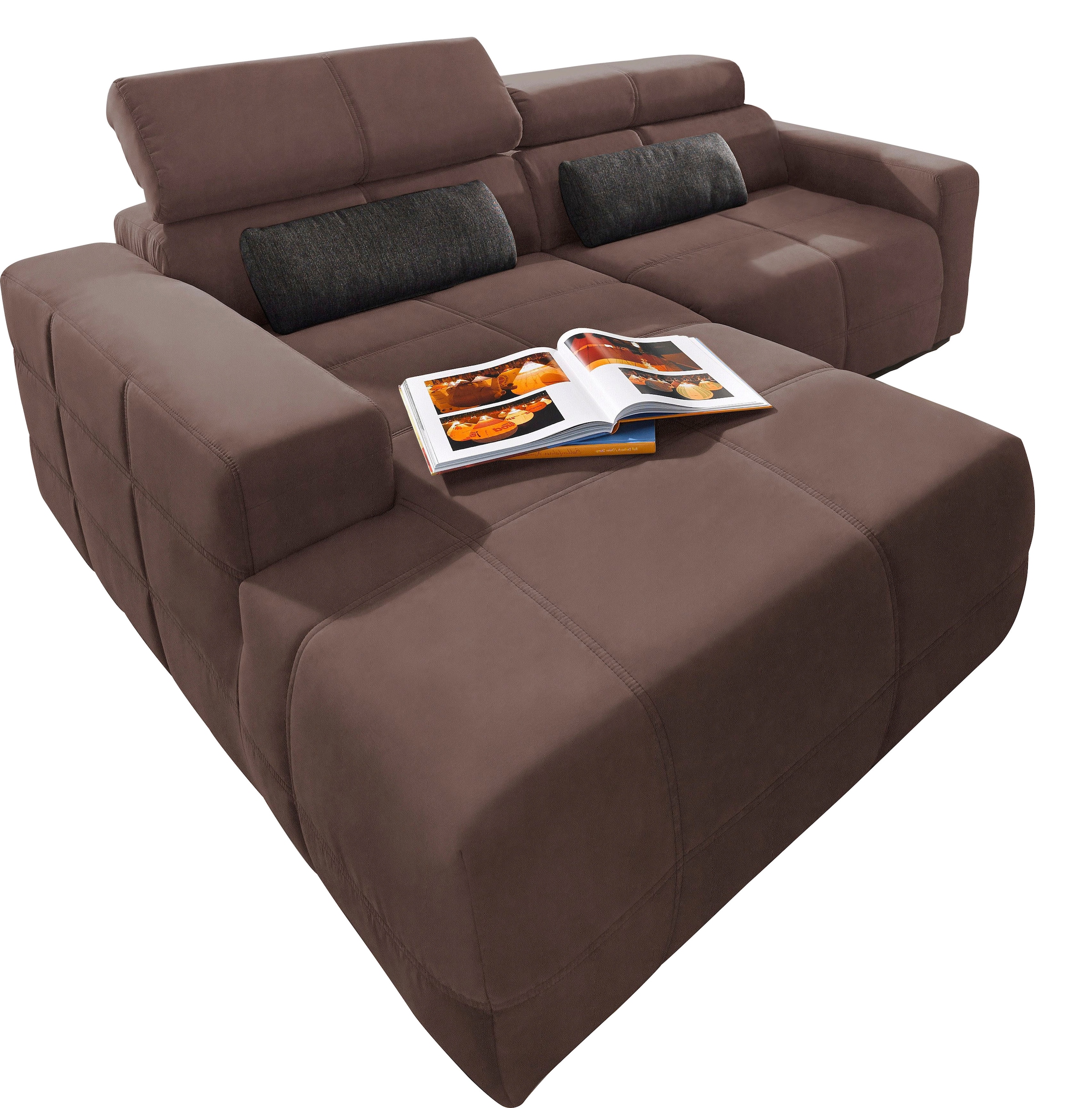 DOMO collection Ecksofa »Brandon kleine Ausführung B/T/H: 214/100/80 cm«, Mit Kopfteilverstellung, auch in Leder und Cord, L-Form