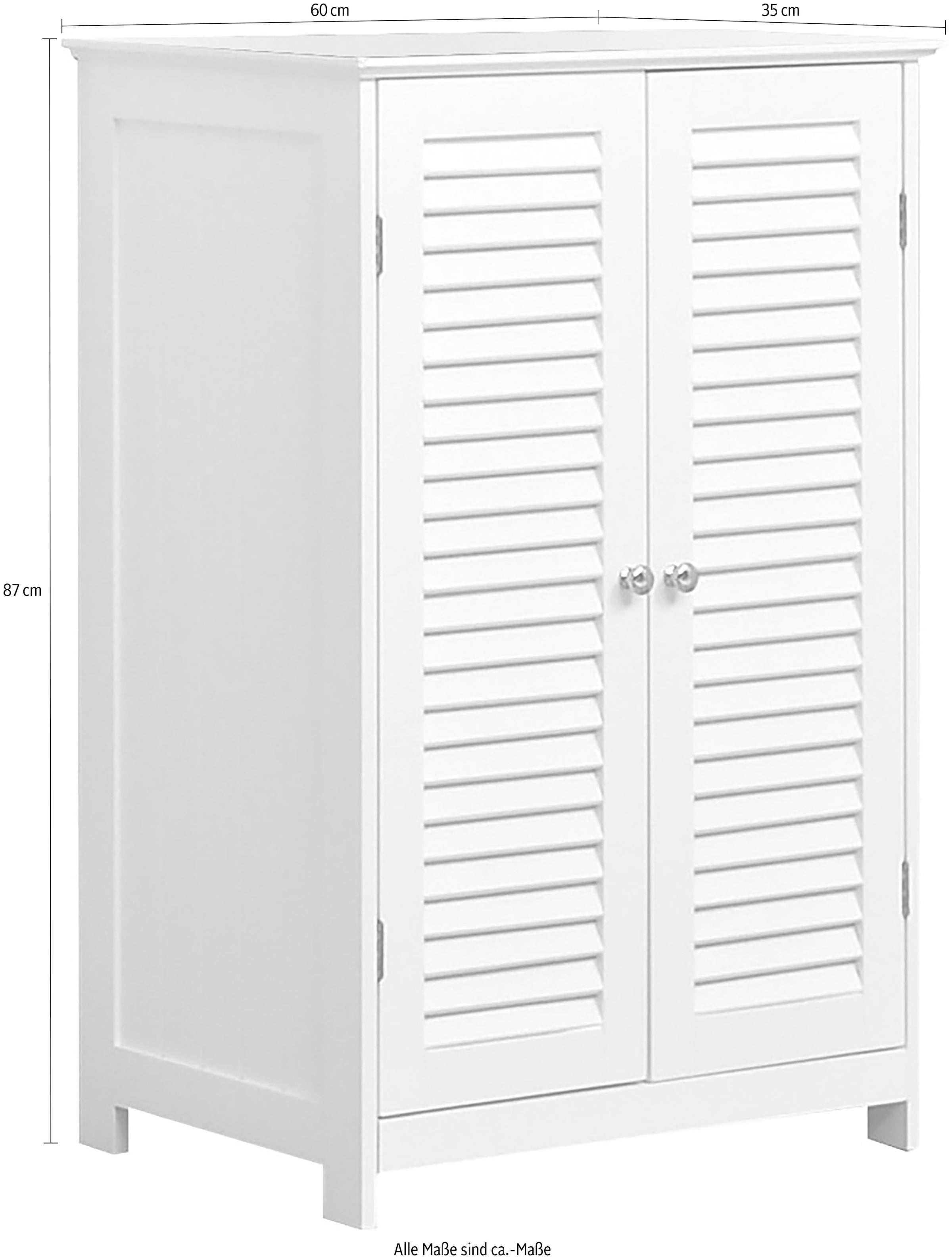 Saphir Unterschrank »Quickset 928 Badschrank mit 2 Türen, 1 Einlegeboden, Weiß«, Badezimmer-Unterschrank 60 cm breit, Knopfgriffe, Landhaus-Stil