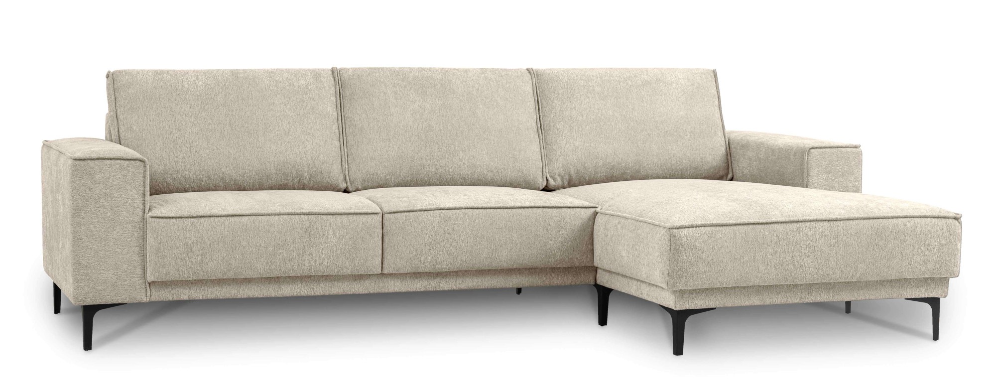 Places of Style Ecksofa »Polsterecke Oland, Struktur, Flachgewebe, Luxus-Microfaser, Boucle«, L-Form, 280 cm, Wellenunterfederung, Skandi-Design, Metallfüße