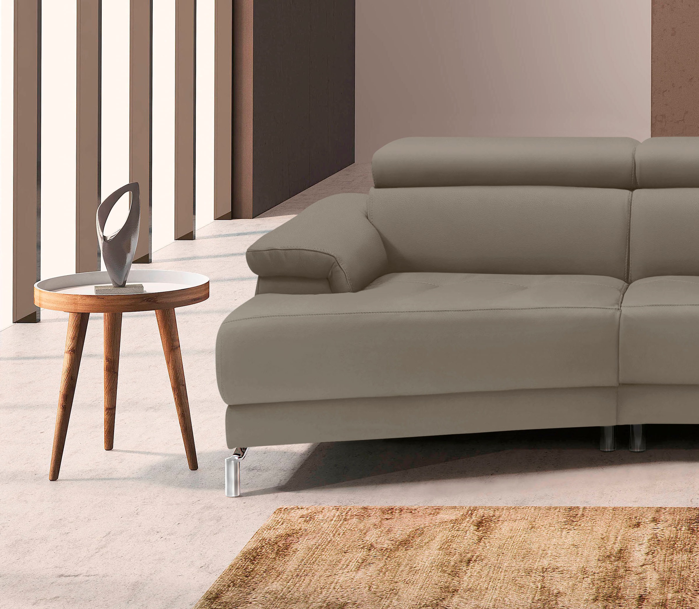 Egoitaliano Ecksofa »Soul, extravagantes Designsofa, Megasofa, super bequem, tolle Details«, mit Trapez-Abschlußelement, inkl verstellbarer Kopfteile