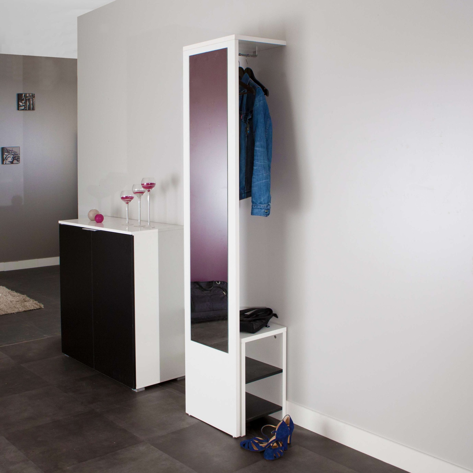 Garderobenschrank »Vestibulo, Wandgarderobe mit herausziehbarem Hocker, mit...