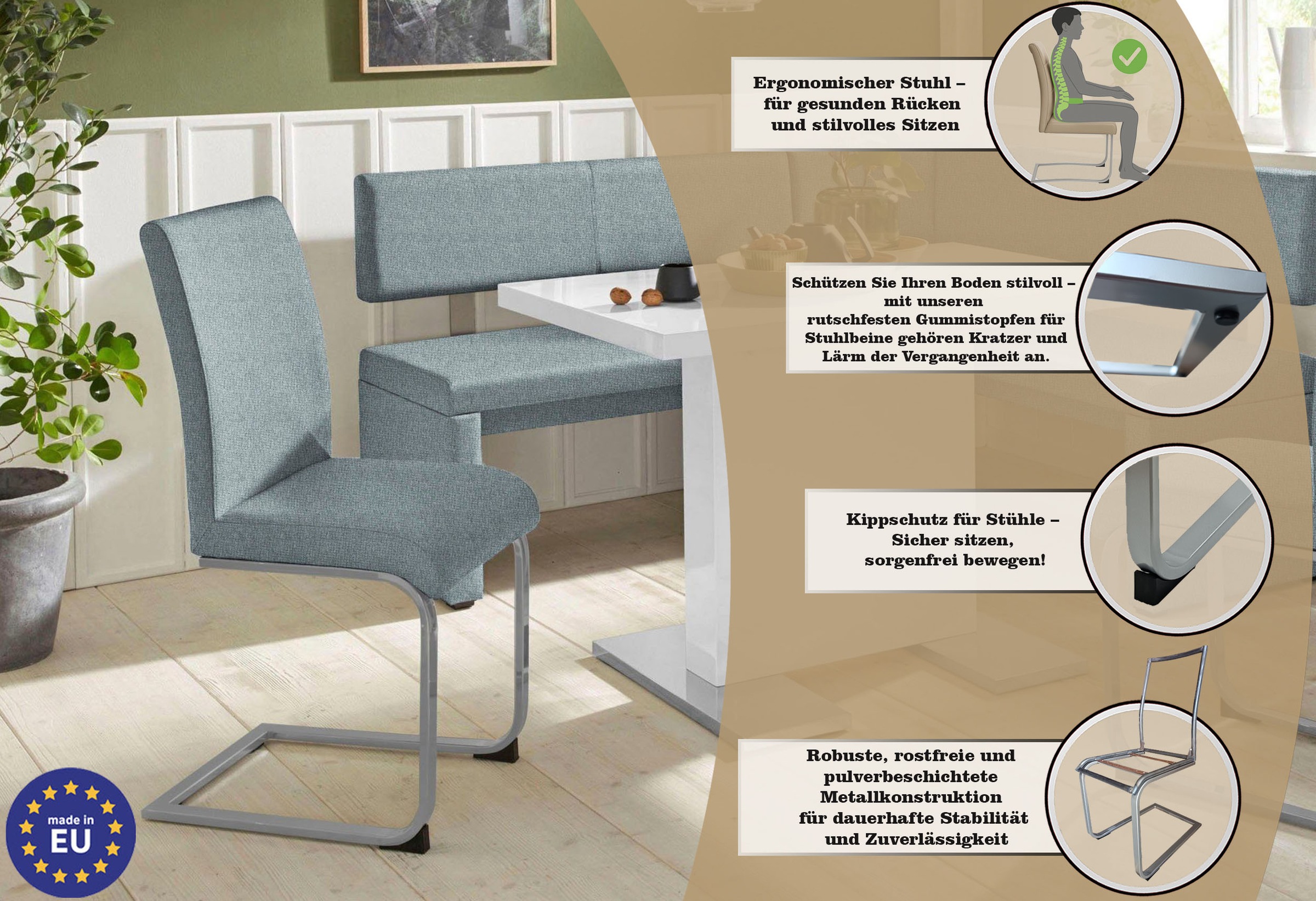Thumbnail - Home affaire Freischwinger "Charissa", (Set), 2 St., Strukturstoff, Bezug in verschiedenen Qualitäten, maximale Belastba...