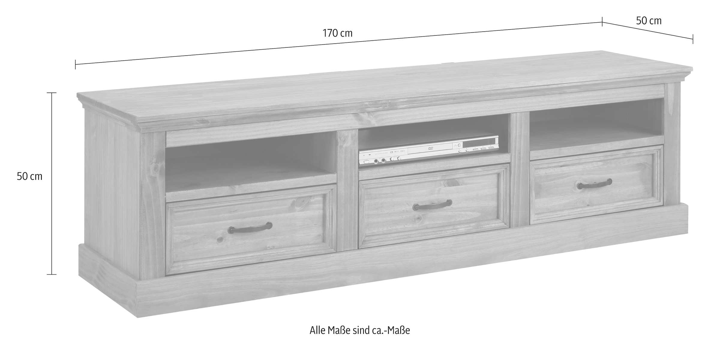 Home affaire Lowboard »Selma«, TV-Kommode, Breite 170 cm, 3 Schubkästen
