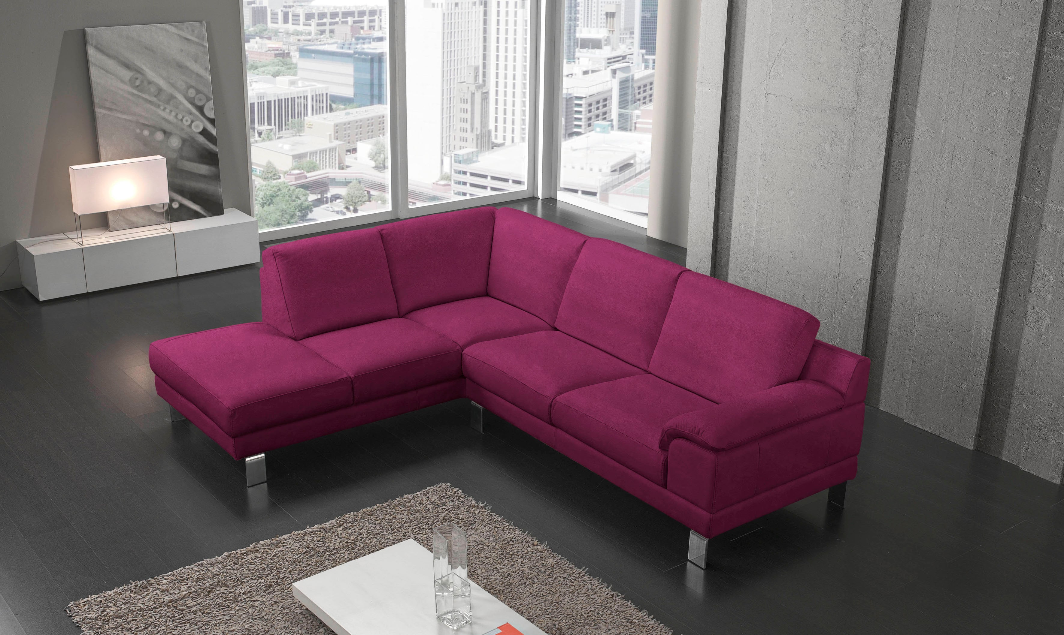 Egoitaliano Ecksofa "Shakira, Design und Sitzkomfort auf hohem Niveau, tolle Details" mit Ottomane, L-Form, elegante Metallfüße