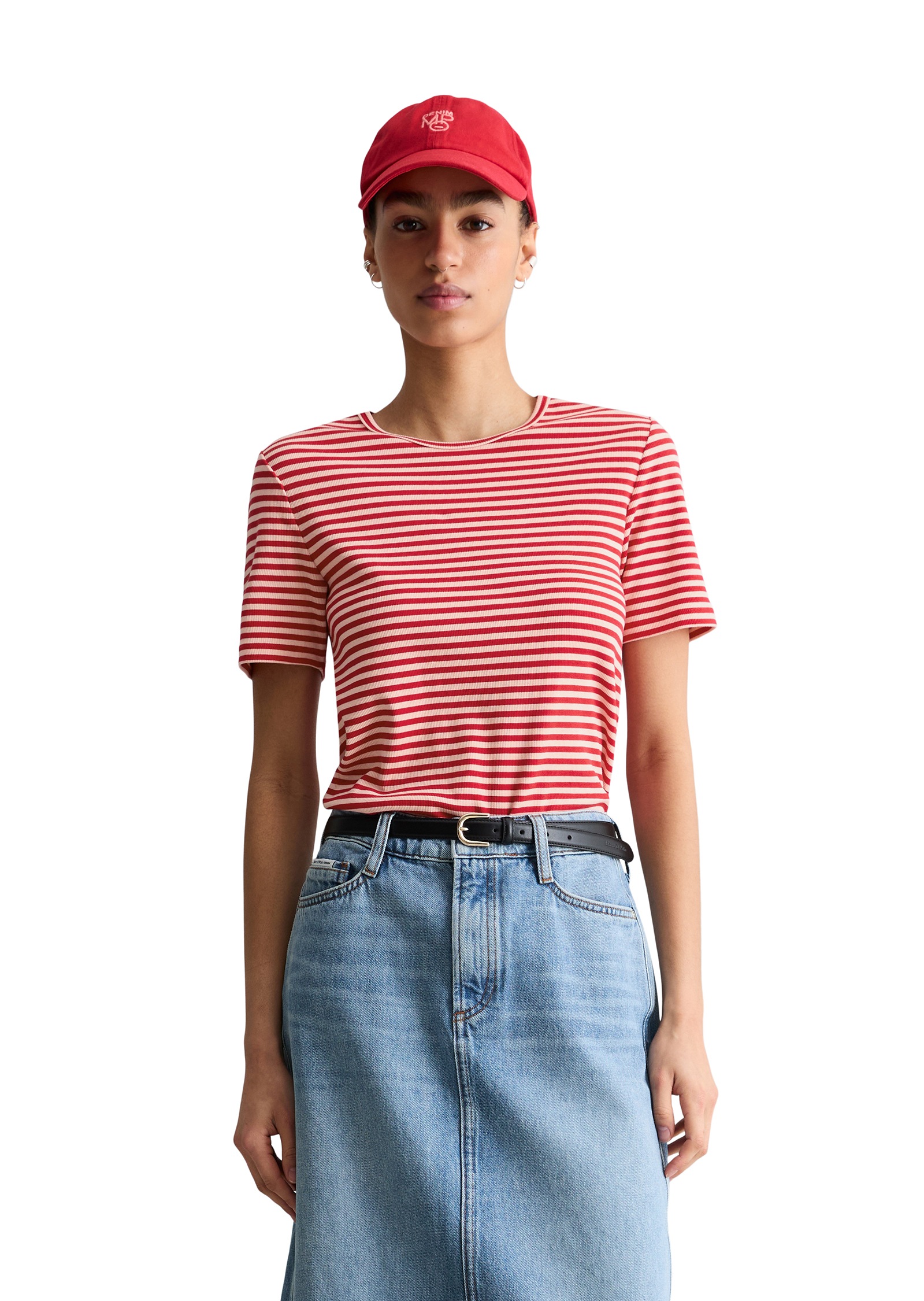 Marc OPolo DENIM T-Shirt slim fit aus Rippjersey, geringelt günstig online kaufen