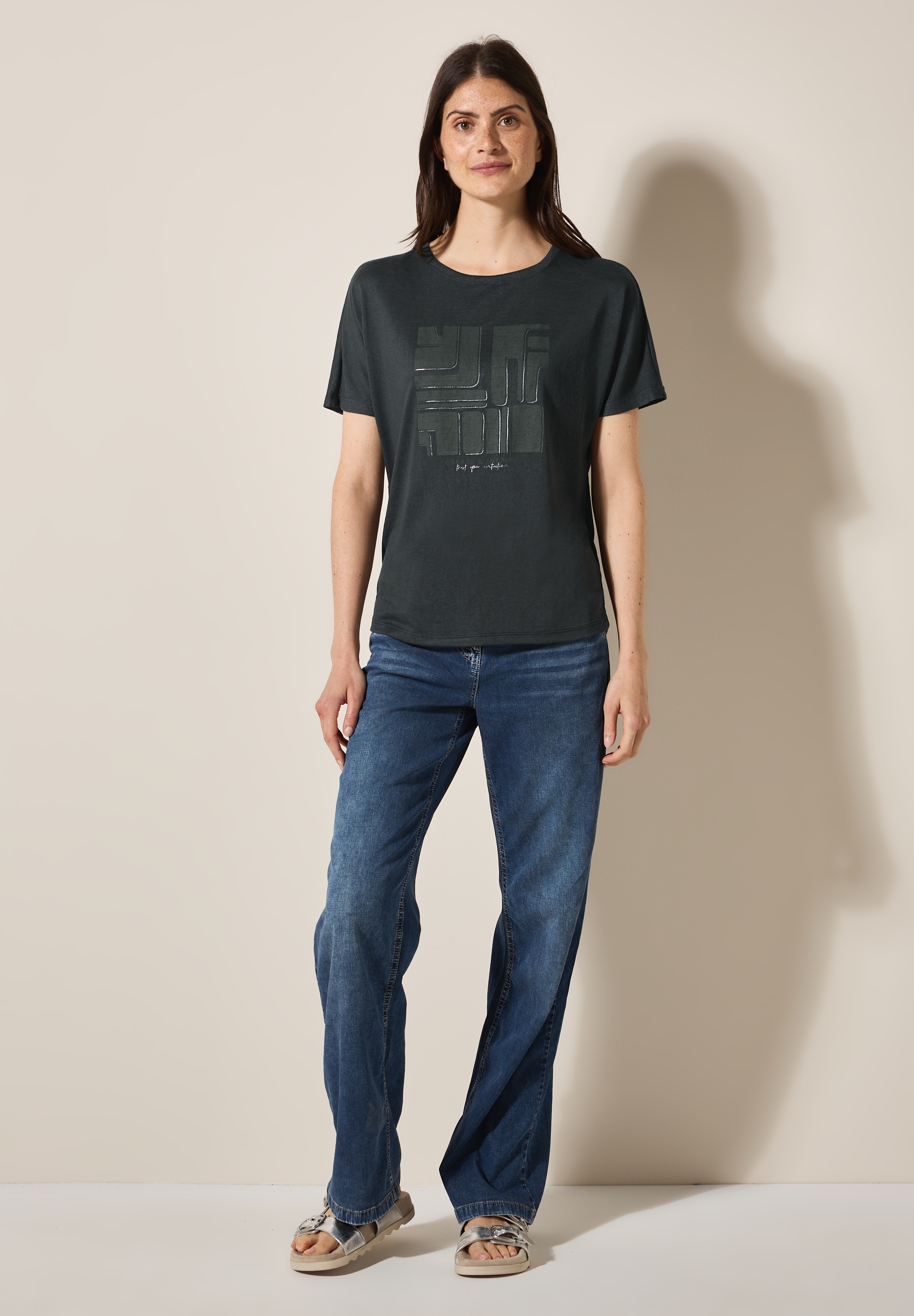 Cecil Print-Shirt, mit U-Boot-Ausschnitt