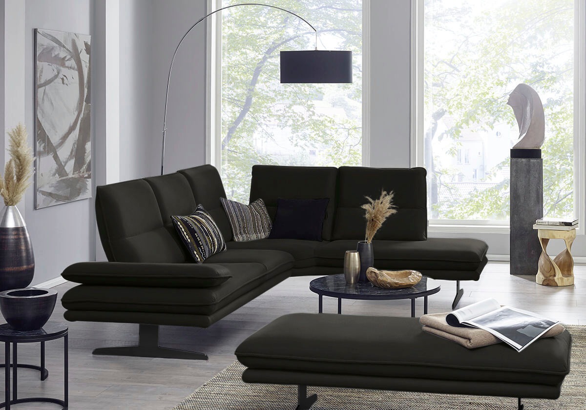W.SCHILLIG Ecksofa "broadway, Designsofa, toller Sitzkomfort, zeitlos, elegant, L-Form" Sitztiefenverstellung, Kopfteil- & Seitenteilverstellung, Breite 284cm