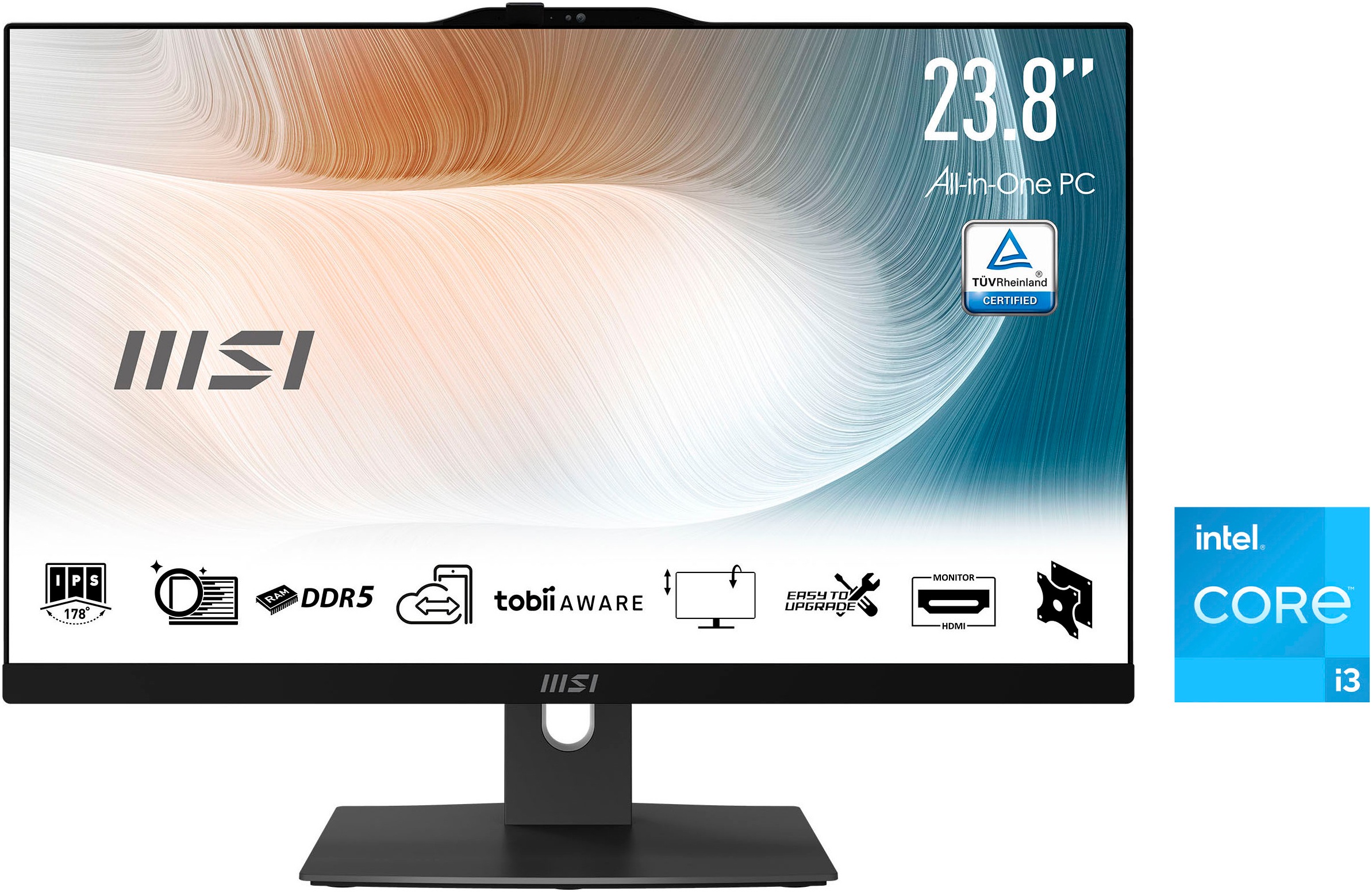 MSI All-in-One PC "Modern AM242P 1M-1870DE", Microsoft Windows 11 Pro, 16 GB RAM 256 GB SSDschwarz, Desktop-PCs